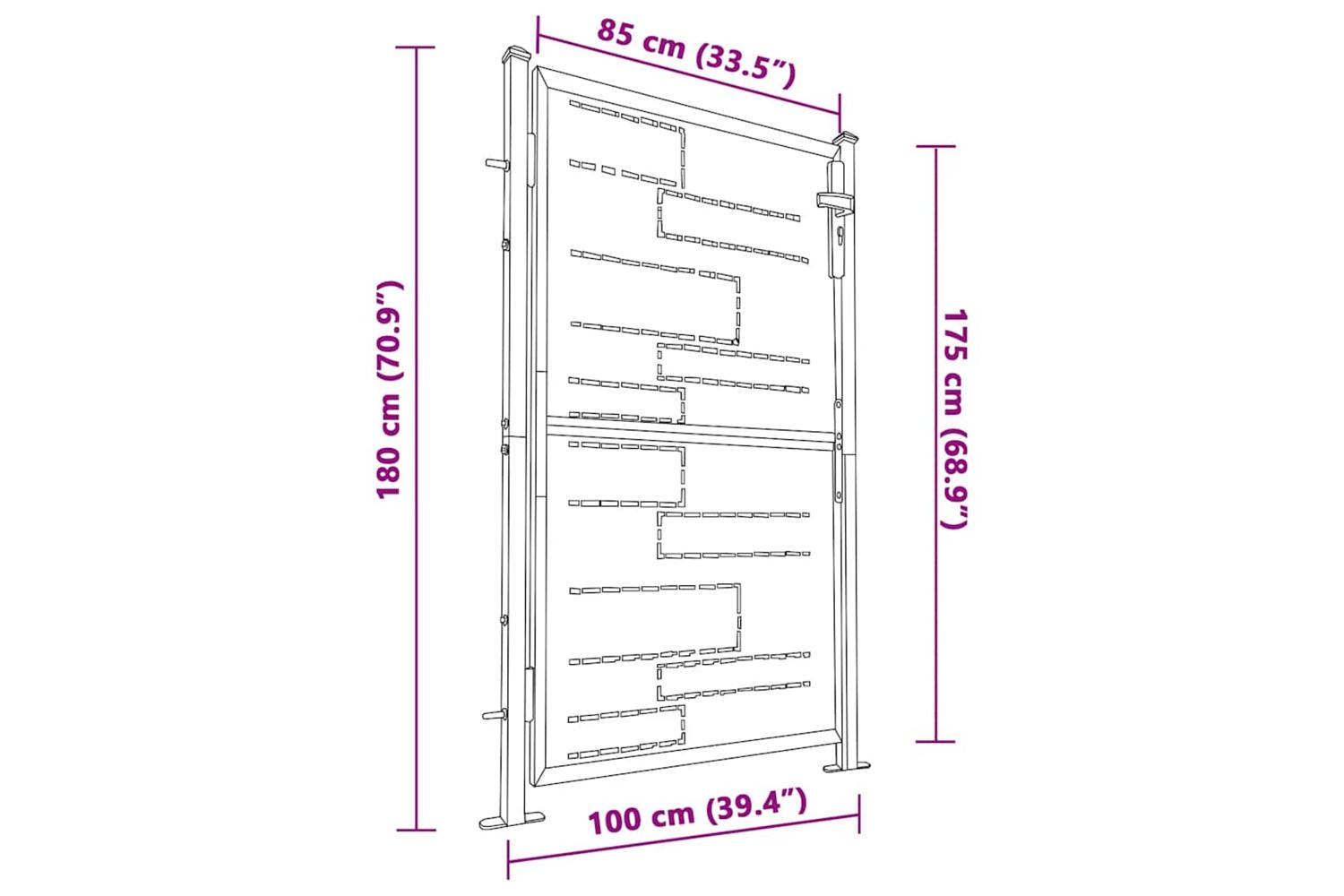 Vidaxl Garden Gate 100x180 Cm Stainless Steel-7