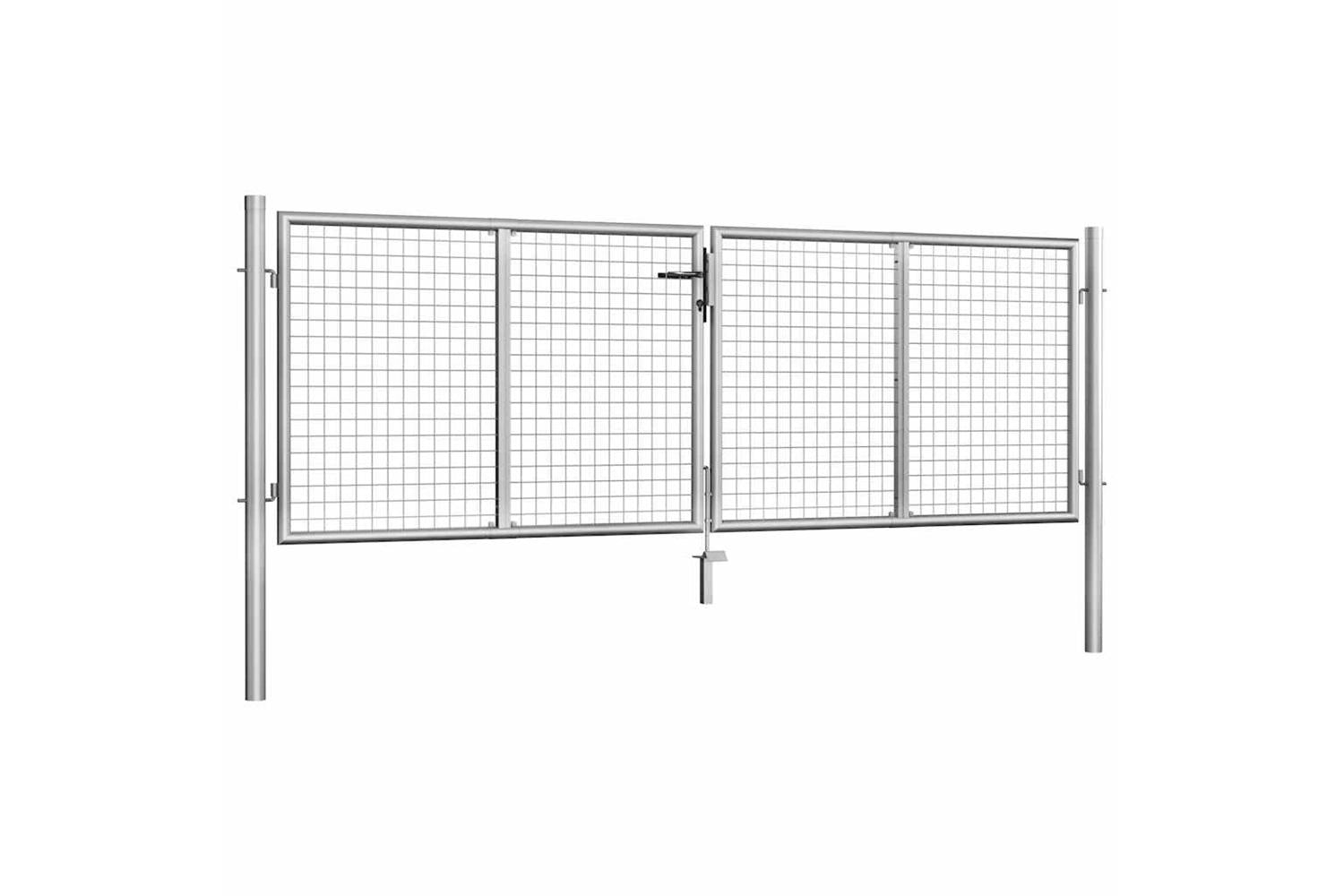 vidaXL 144761 Garden Gate Galvanised Steel 306x125cm Silver-2