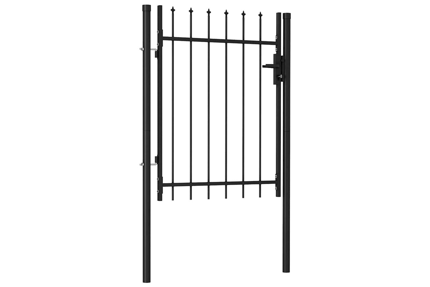 Vidaxl 146033 Fence Gate Single Door With Spike Top Steel 1x1.2 M Black