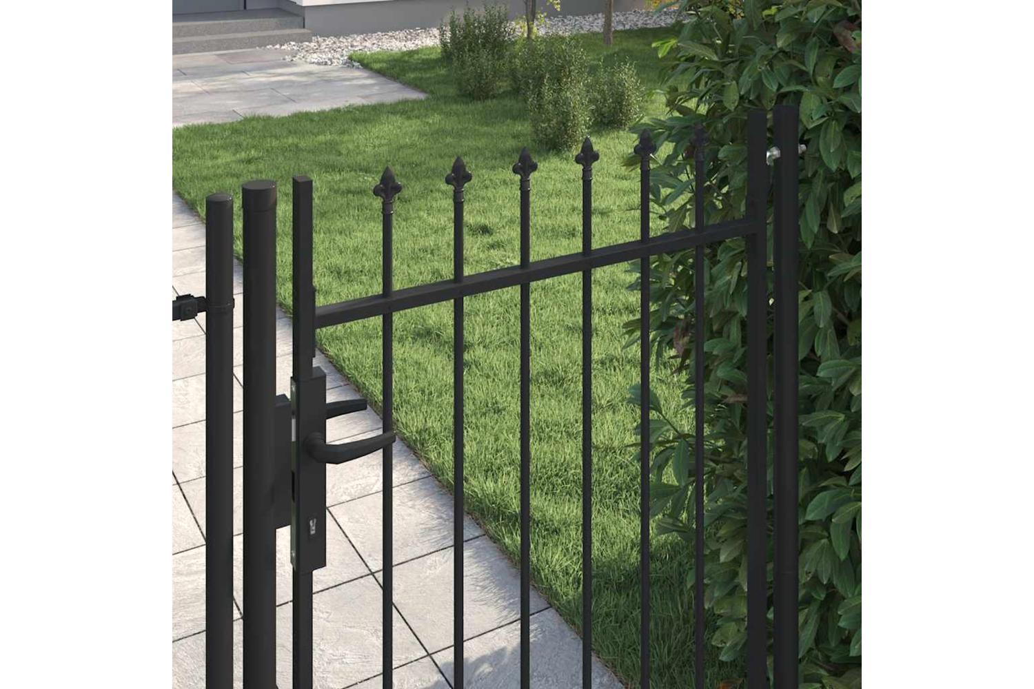 Vidaxl 146033 Fence Gate Single Door With Spike Top Steel 1x1.2 M Black-2