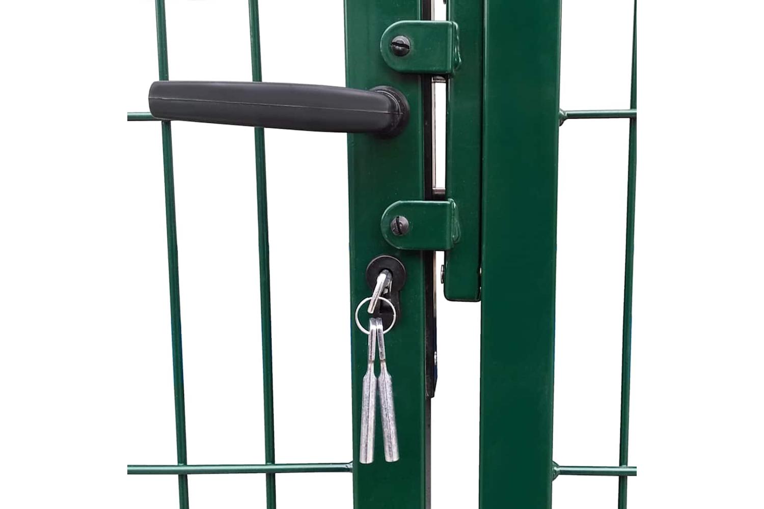 vidaXL 142569 Garden Fence Gate With Posts 350x100cm Steel Green-3