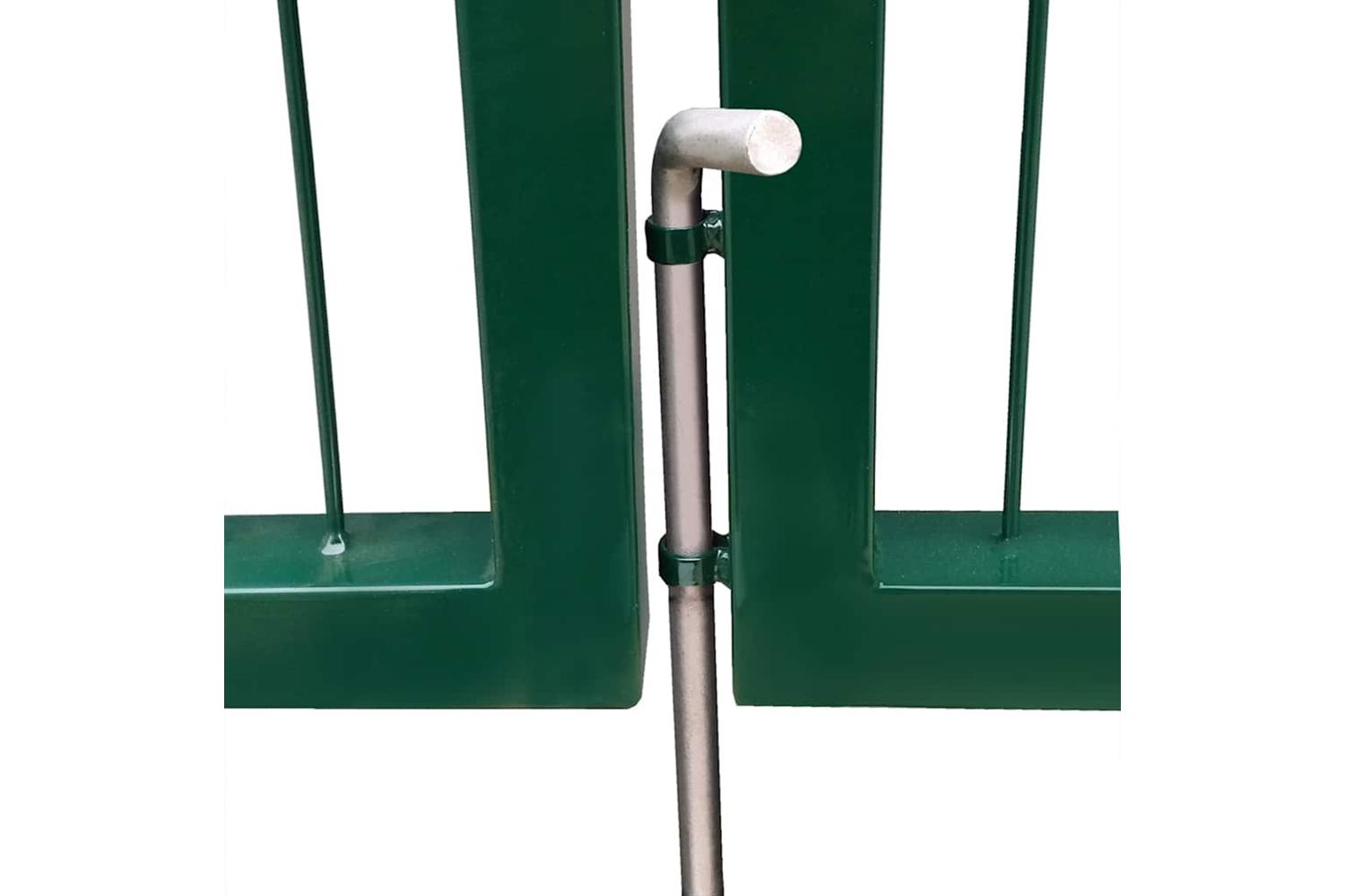 vidaXL 142569 Garden Fence Gate With Posts 350x100cm Steel Green-4