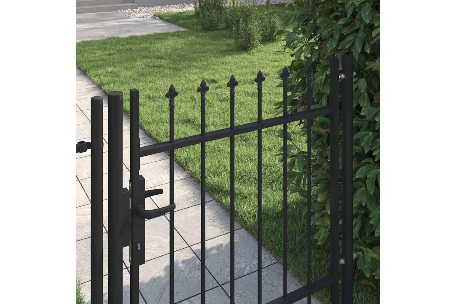 Vidaxl 146032 Fence Gate Single Door With Spike Top Steel 1x1 M Black-2