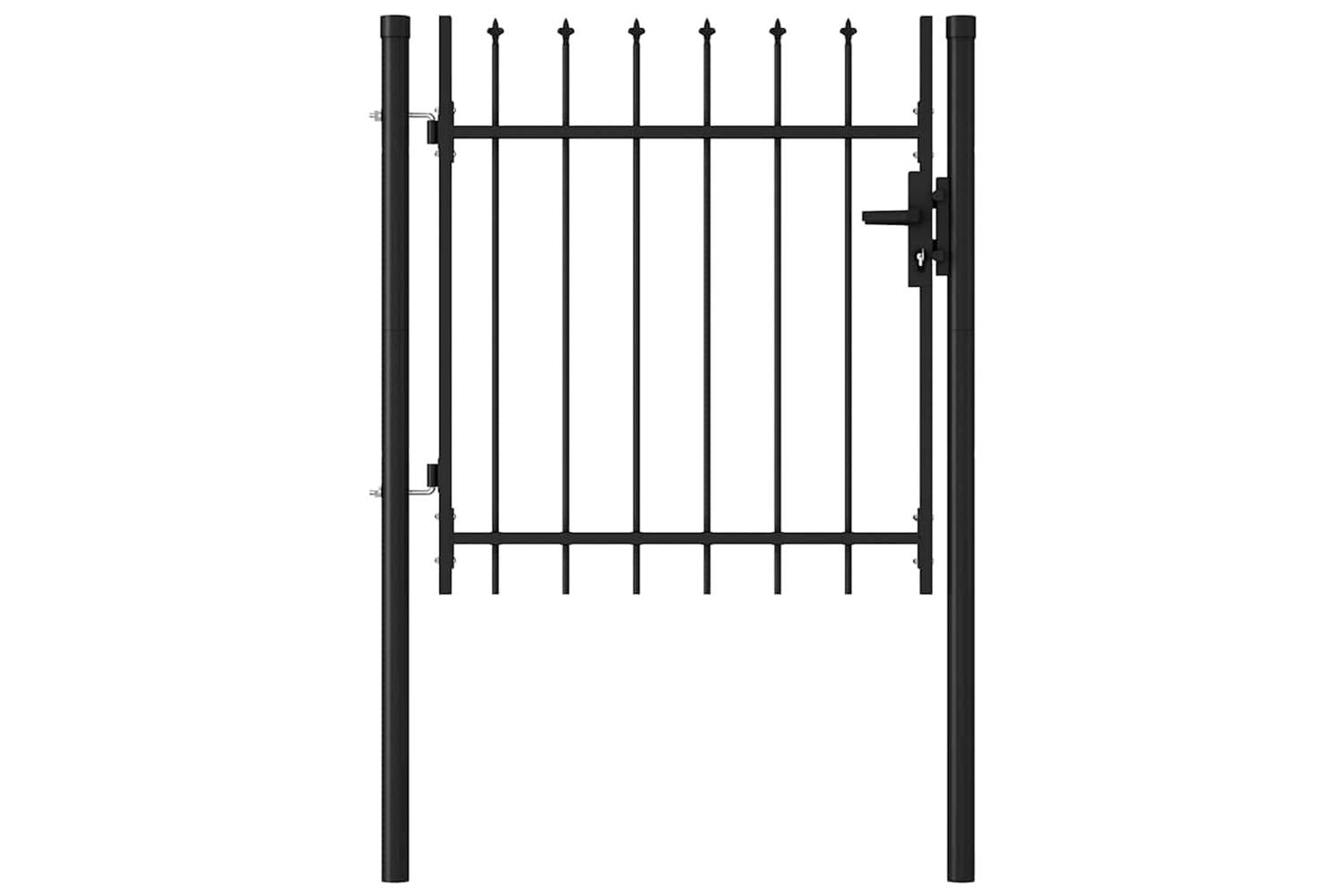 Vidaxl 146032 Fence Gate Single Door With Spike Top Steel 1x1 M Black-3