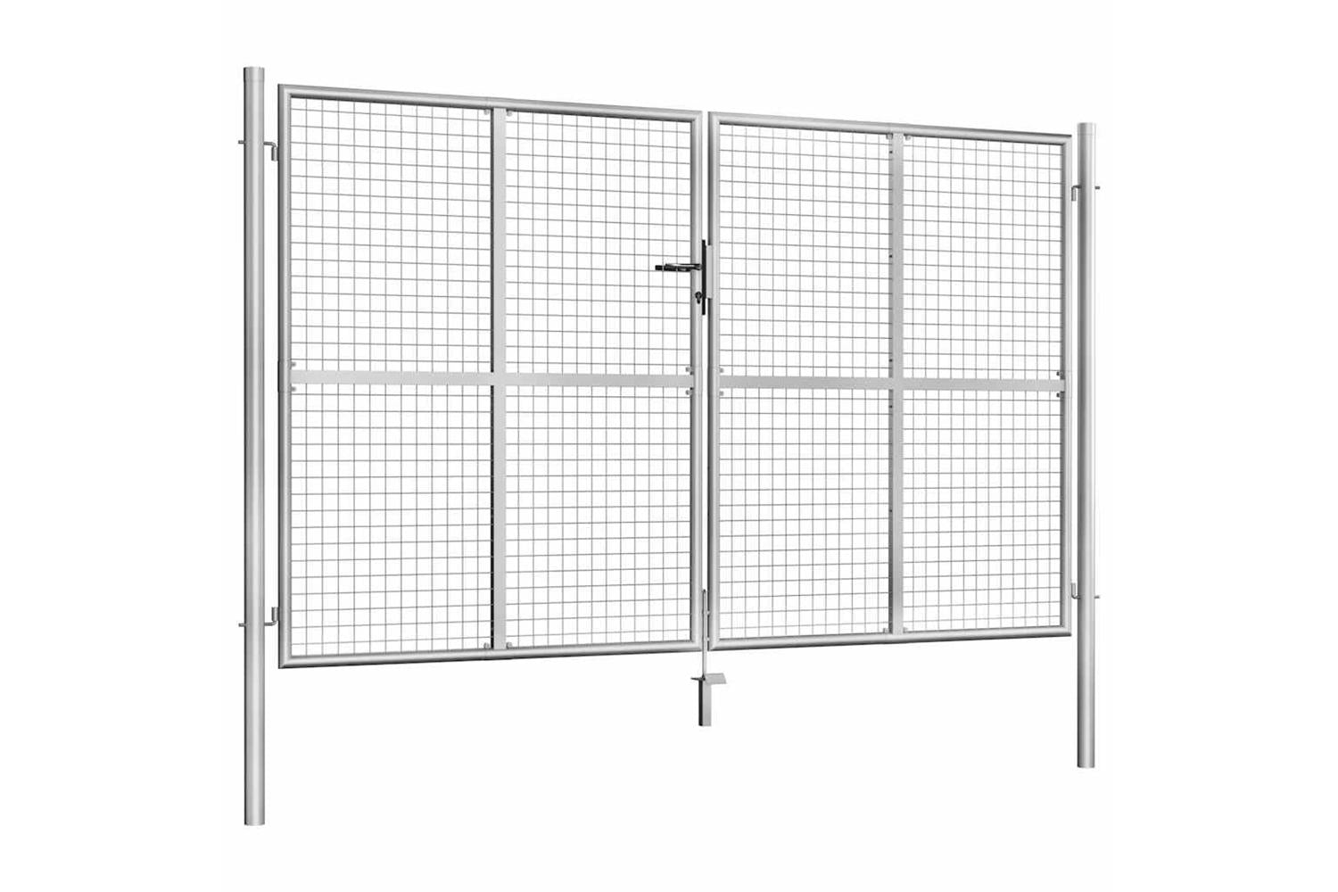 vidaXL 144764 Garden Gate Galvanised Steel 306x200cm Silver-2