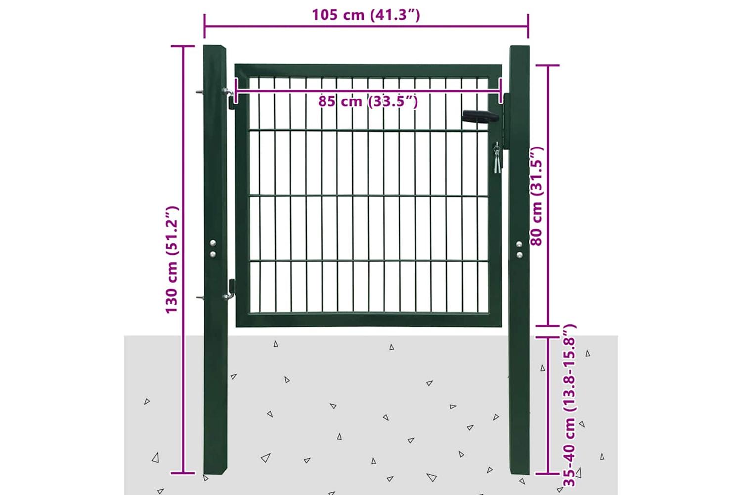 vidaXL 141747 2d Fence Gate (single) Green 106 X 130cm-6