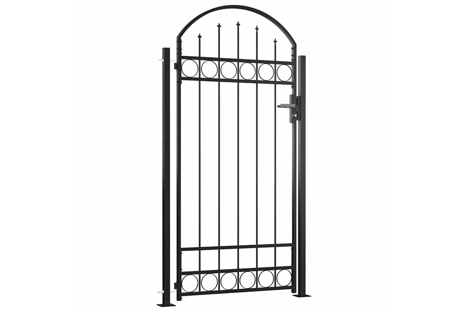 vidaXL 145751 Fence Gate With Arched Top And 2 Posts 105x204cm Black