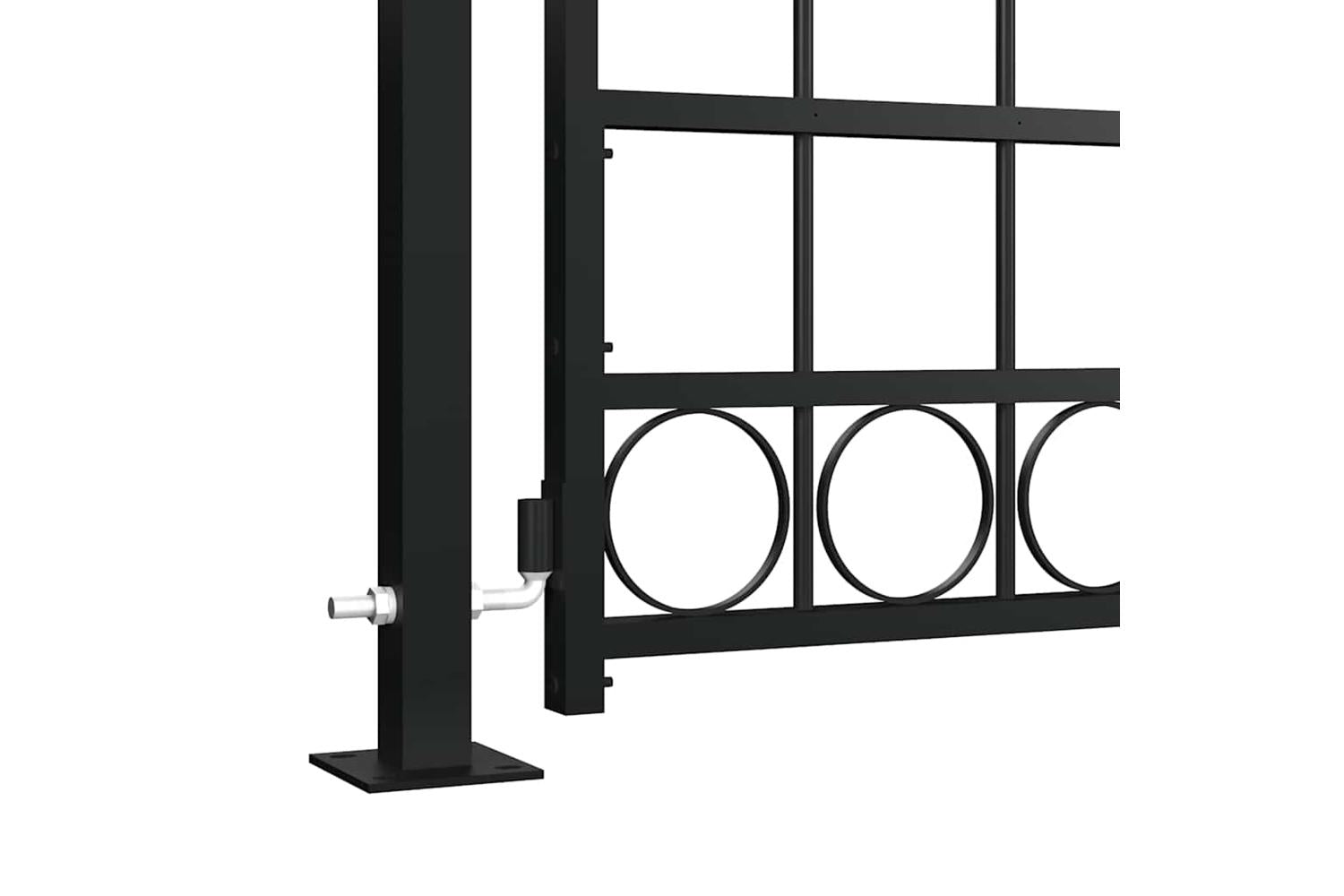 vidaXL 145751 Fence Gate With Arched Top And 2 Posts 105x204cm Black-5