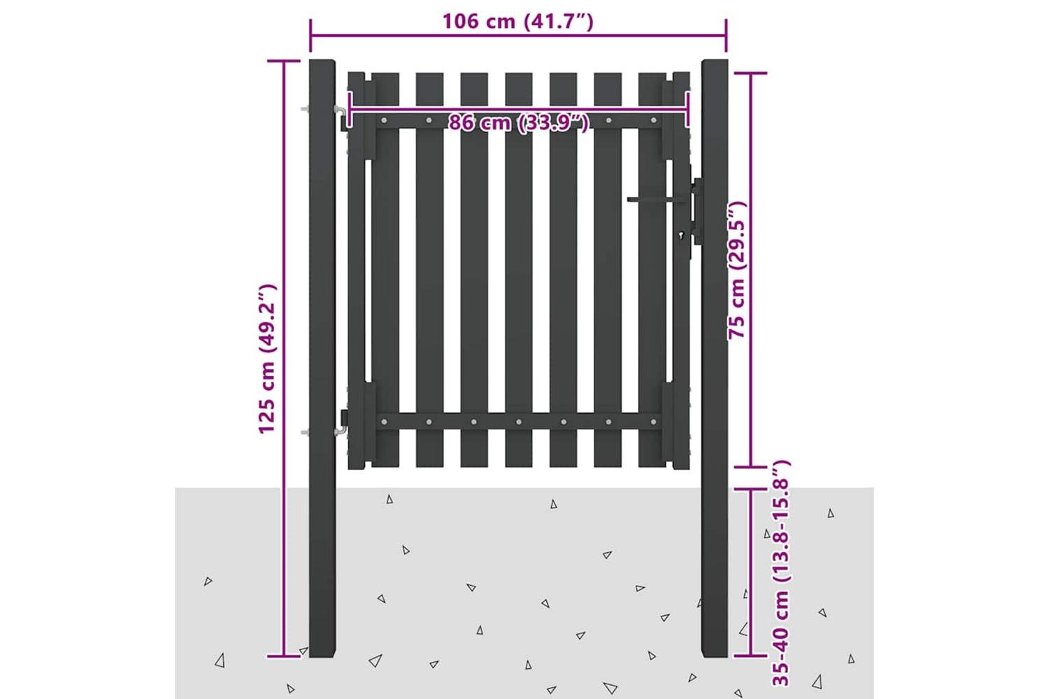 Vidaxl 146327 Garden Fence Gate Steel 1x1.25 M Anthracite-4