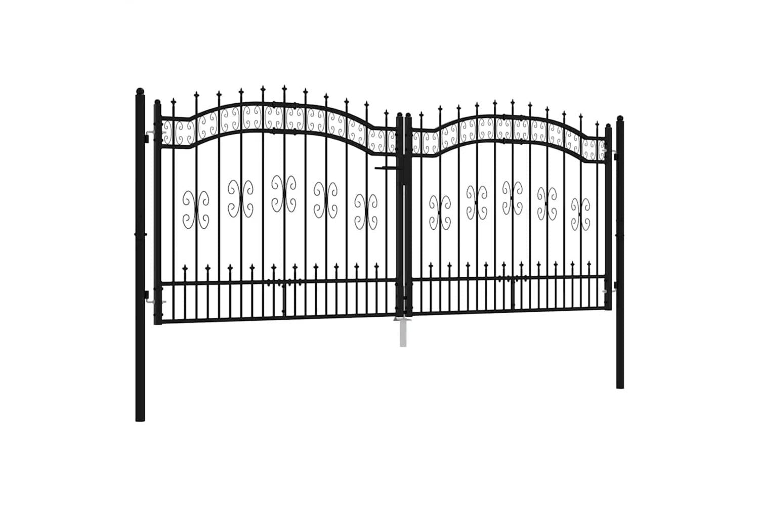 vidaXL 151096 Fence Gate With Spear Top Black 305x173cm Powder-coated Steel