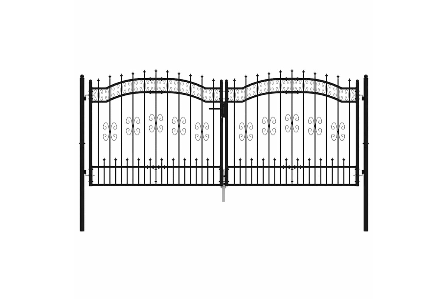 vidaXL 151096 Fence Gate With Spear Top Black 305x173cm Powder-coated Steel-3
