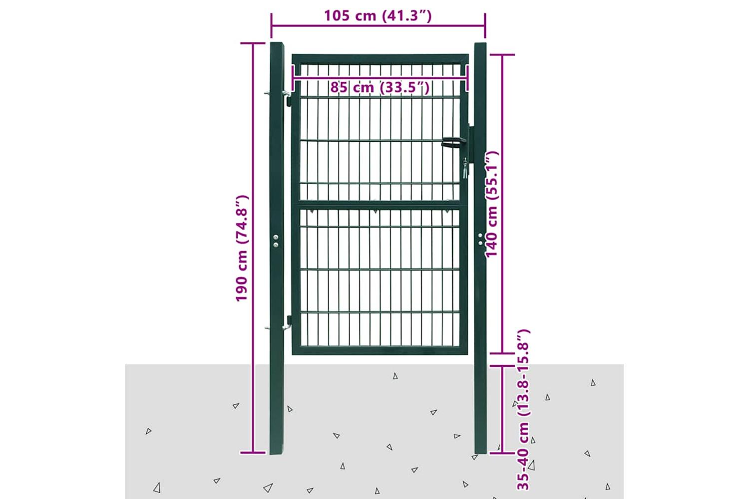 vidaXL 141750 2d Fence Gate (single) Green 106 X 190cm-7