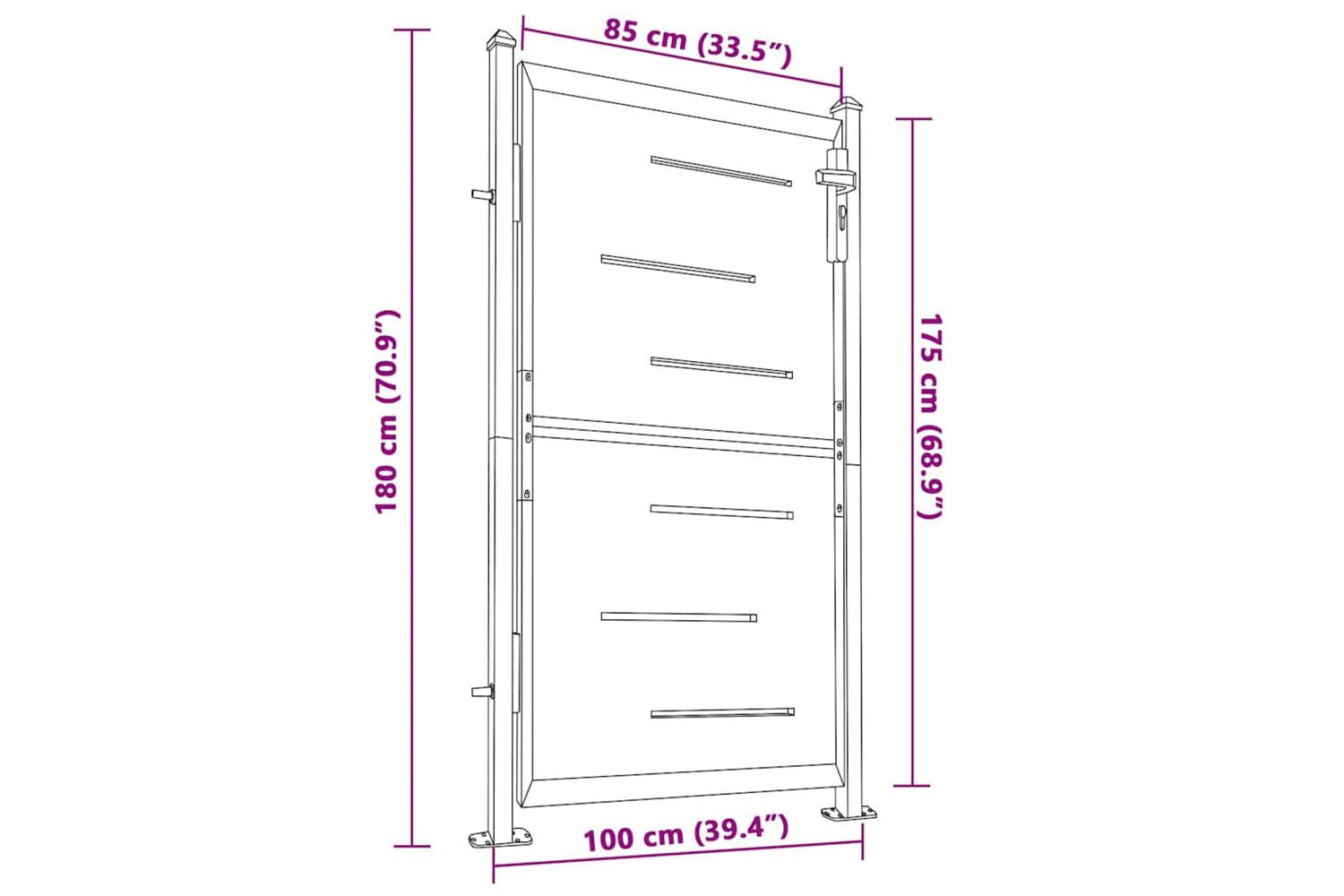 Vidaxl Garden Gate 100x180 Cm Stainless Steel-7