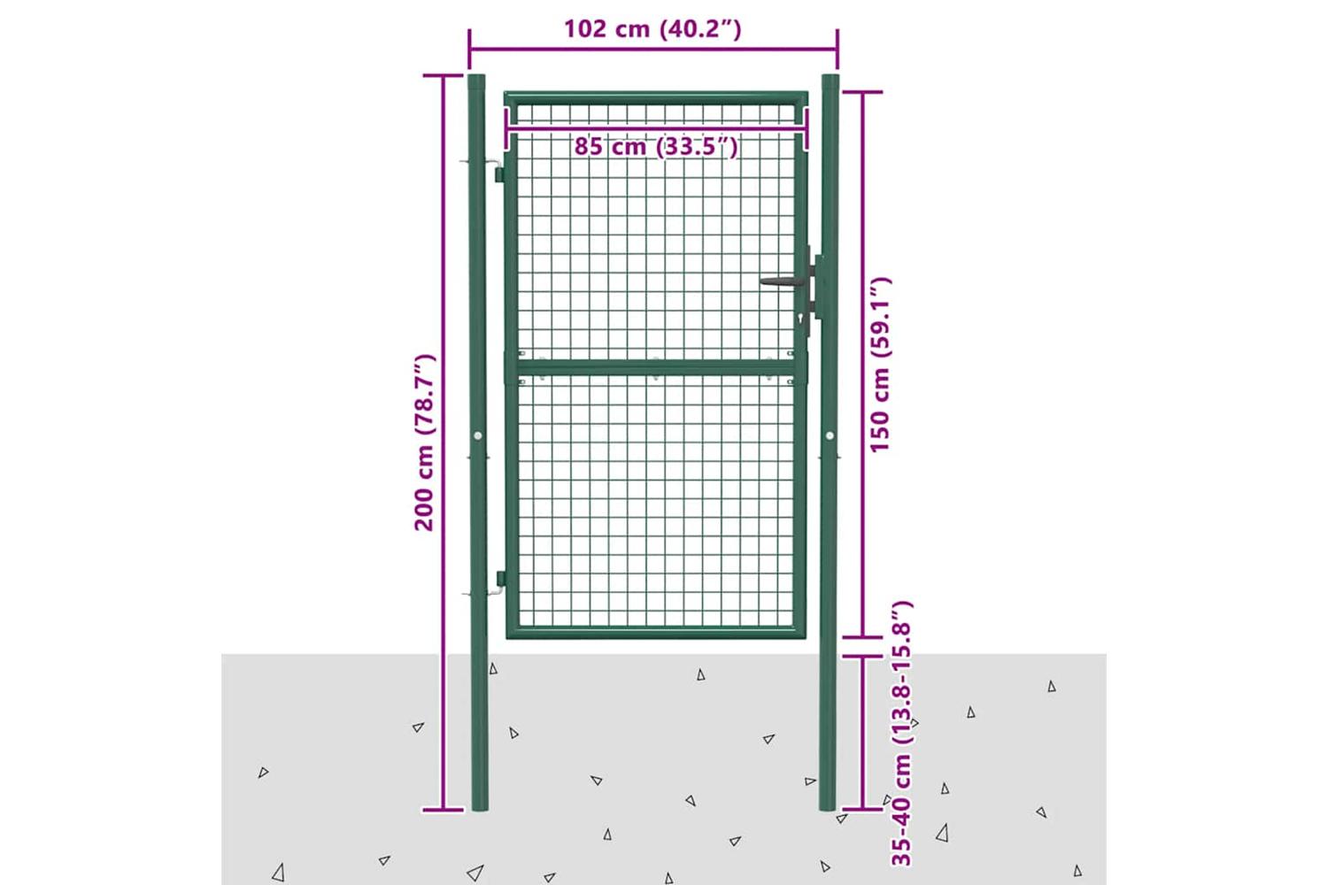 vidaXL Fence Gate Steel 100x150cm Green-6
