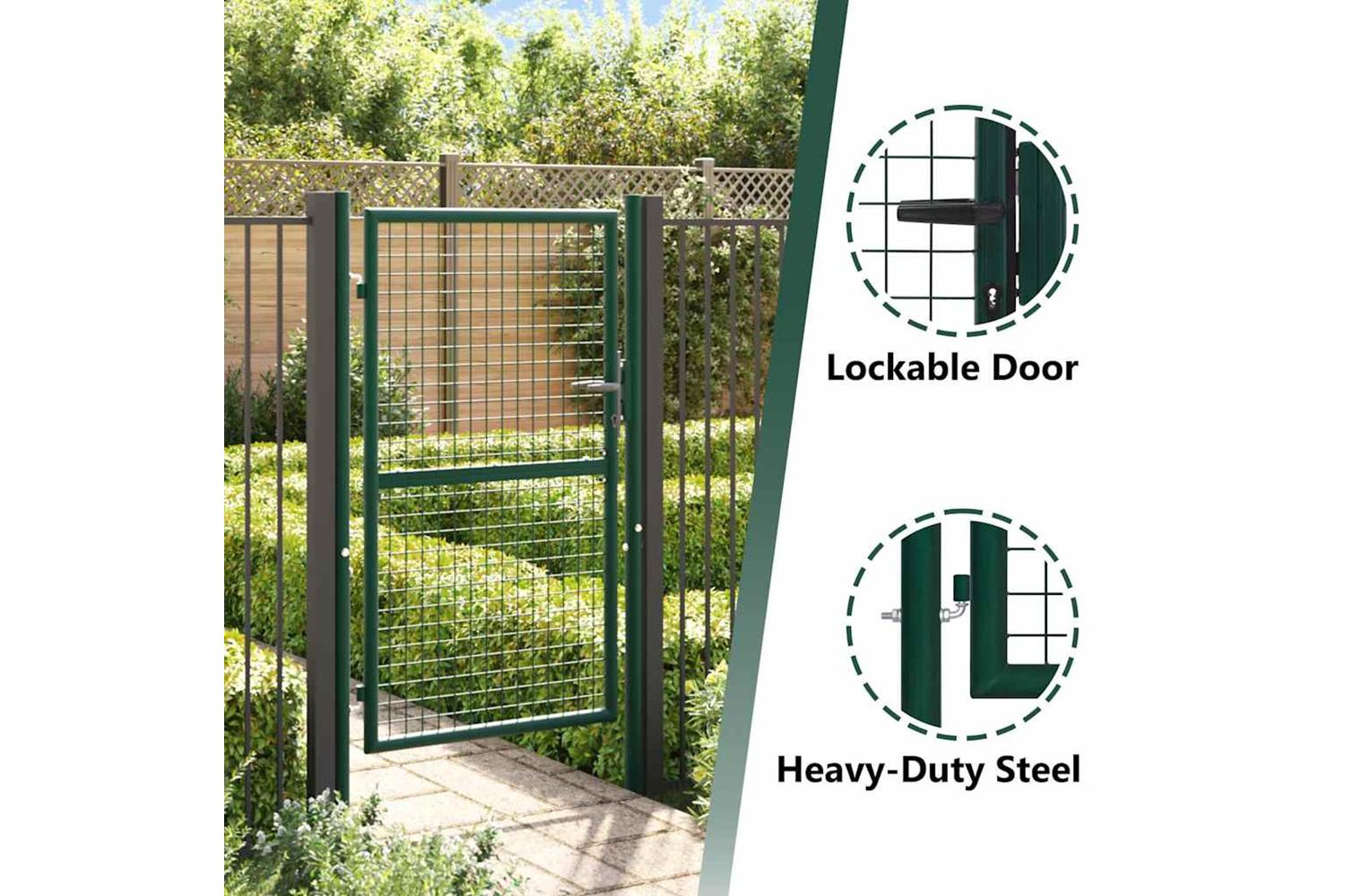 vidaXL Fence Gate Steel 100x150cm Green-7