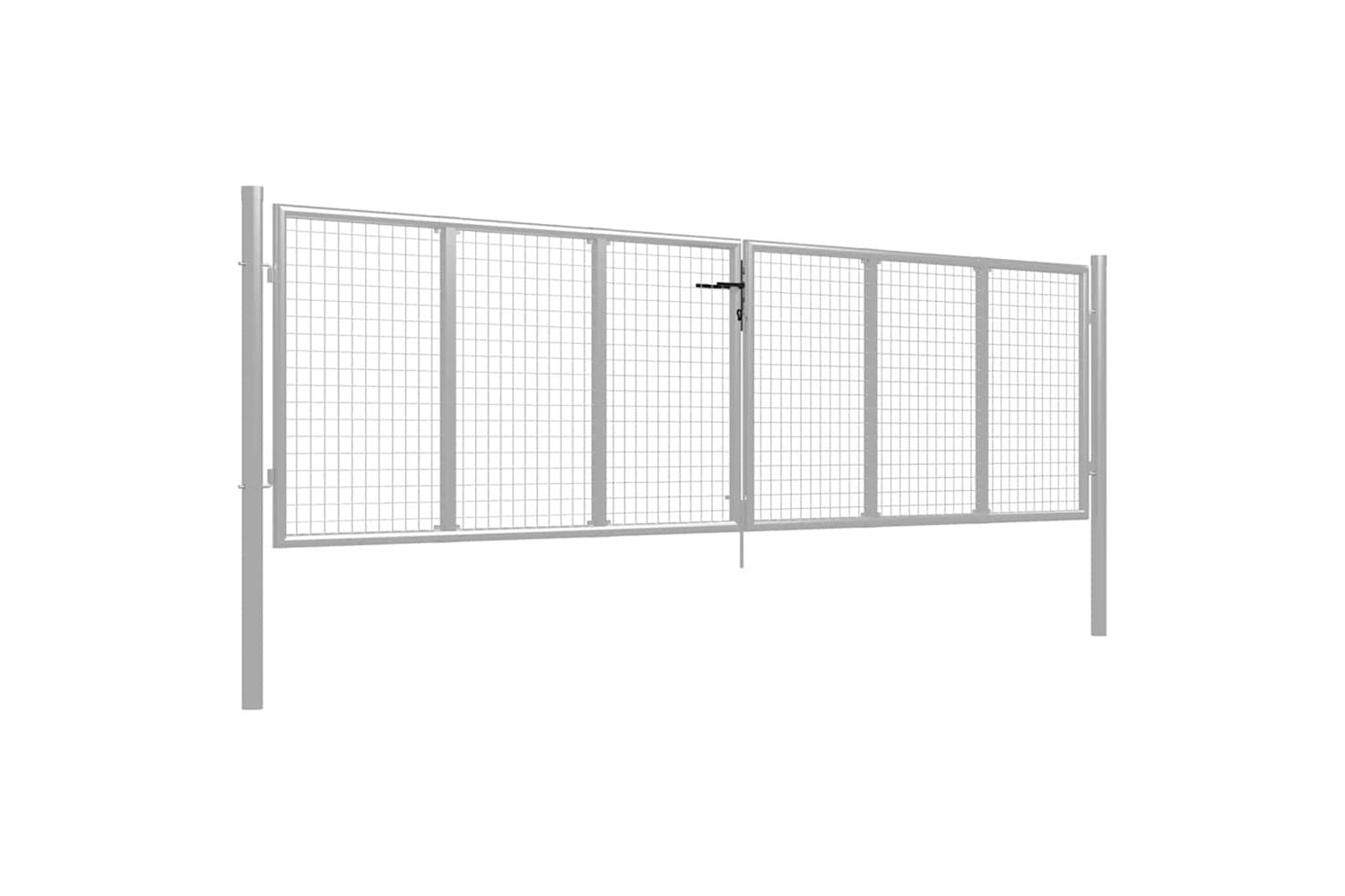 vidaXL 144299 Garden Gate Galvanised Steel 415x150cm Silver-2