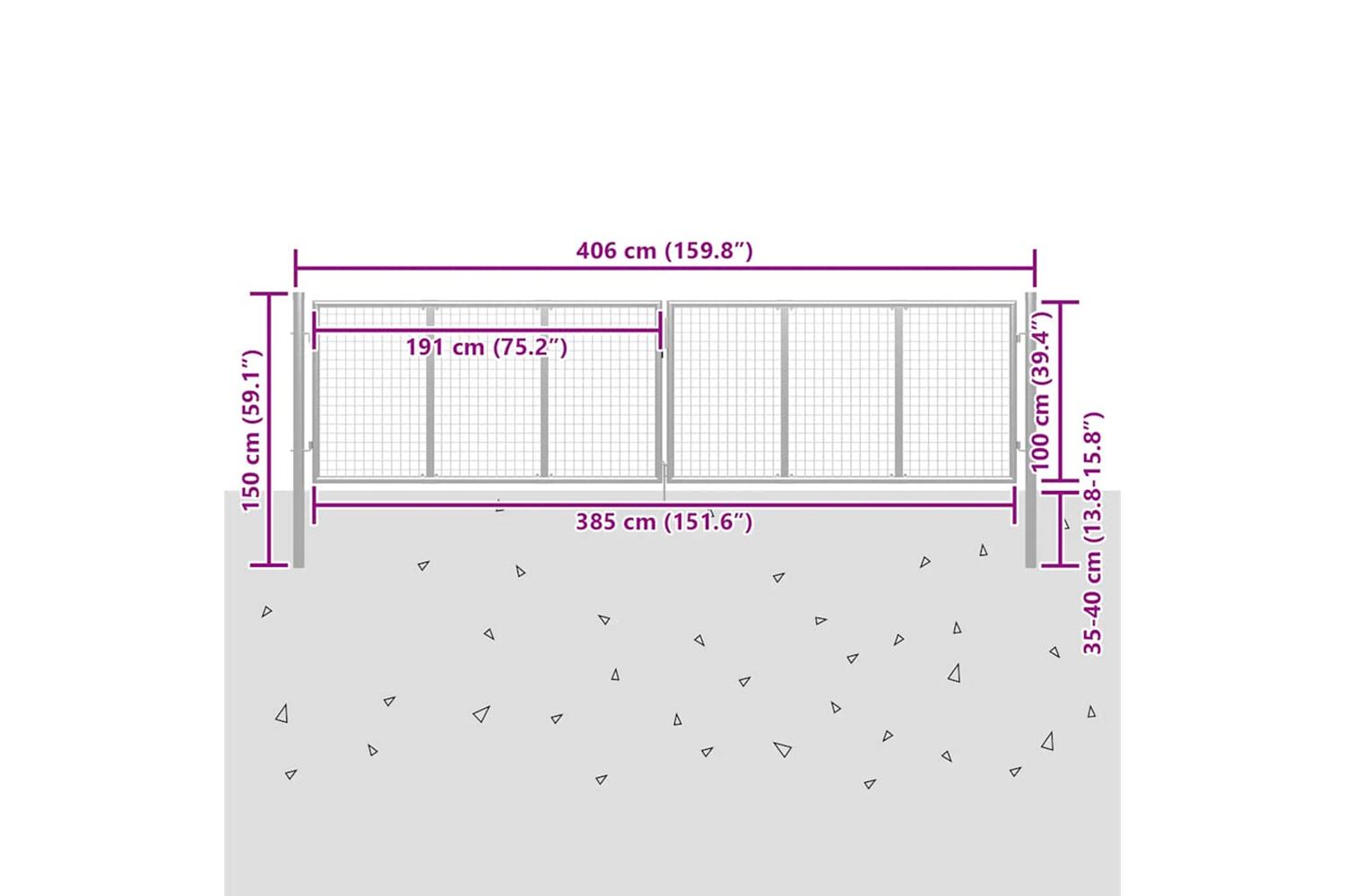 vidaXL 144299 Garden Gate Galvanised Steel 415x150cm Silver-5