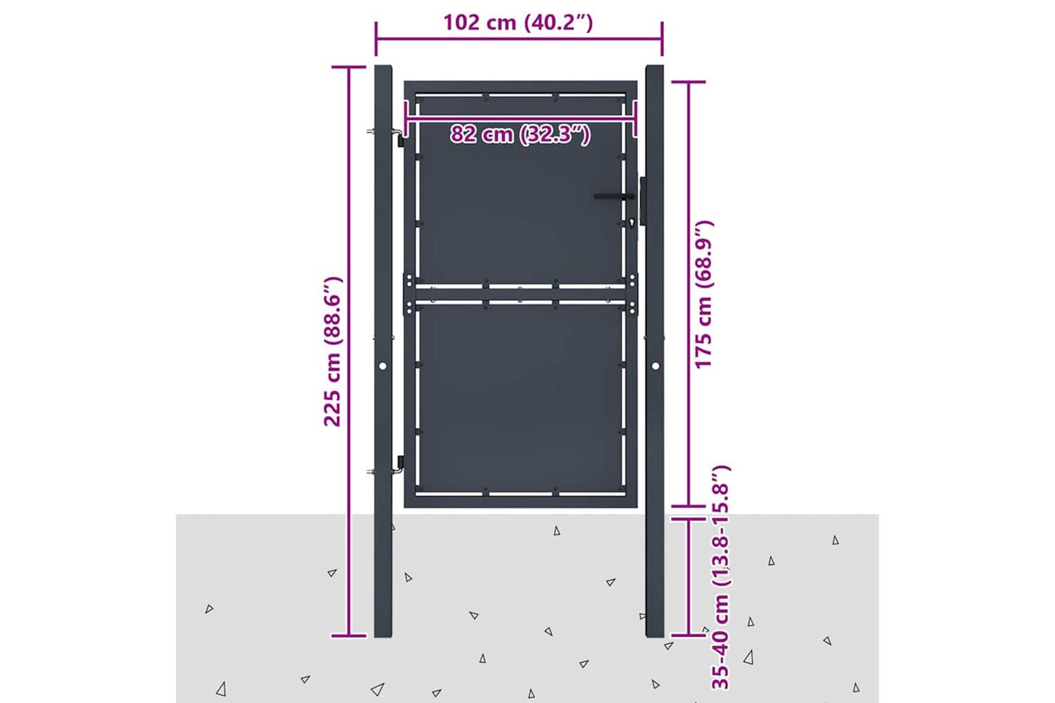 vidaXL 144521 Garden Gate Steel 100x175cm Anthracite-4