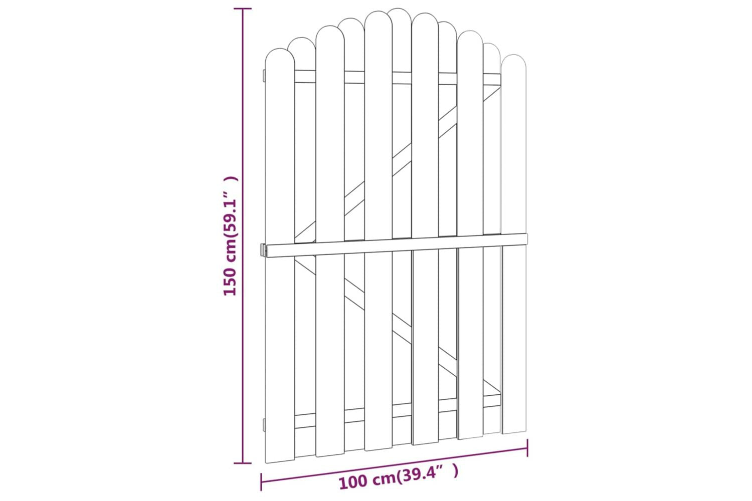 vidaXL Garden Gate Impregnated Pinewood 100x150cm-5