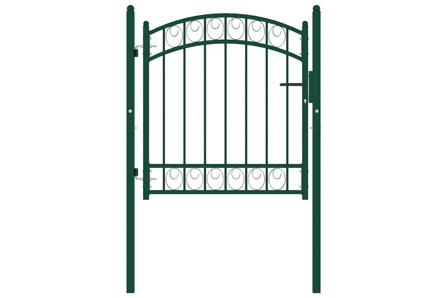 vidaXL 146363 Fence Gate With Arched Top Steel 100x100cm Green-2