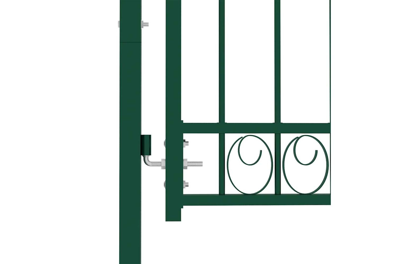 vidaXL 146363 Fence Gate With Arched Top Steel 100x100cm Green-4