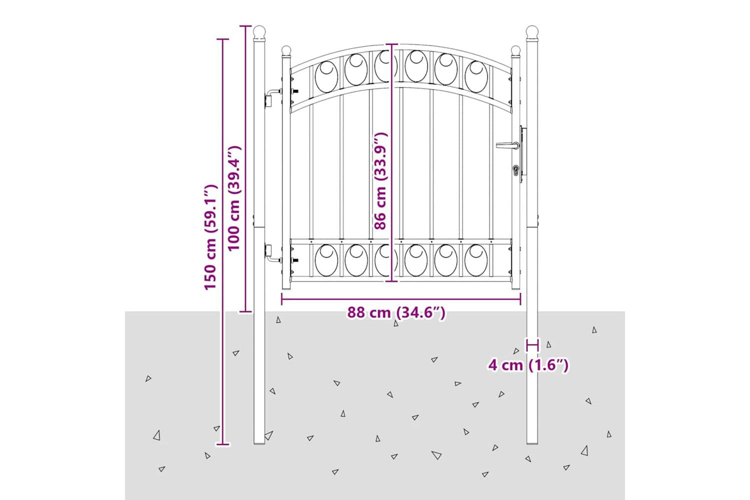 vidaXL 146363 Fence Gate With Arched Top Steel 100x100cm Green-5