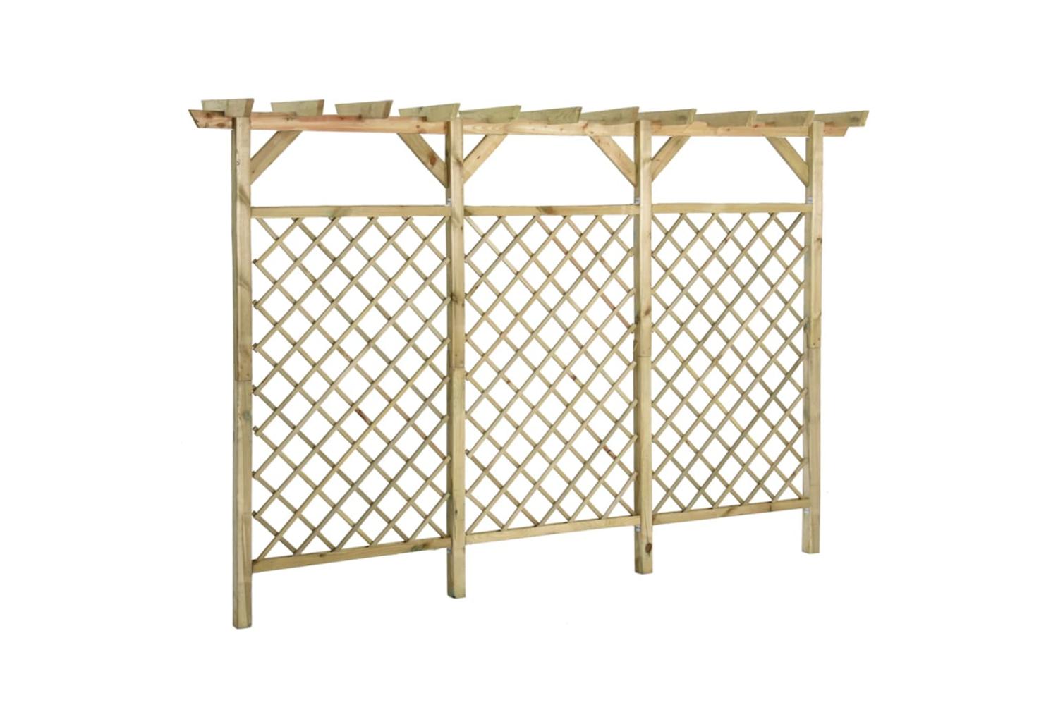vidaXL 318417 Garden Lattice Fence With Pergola Top 300x50x200cm Impregnated Pinewood-3