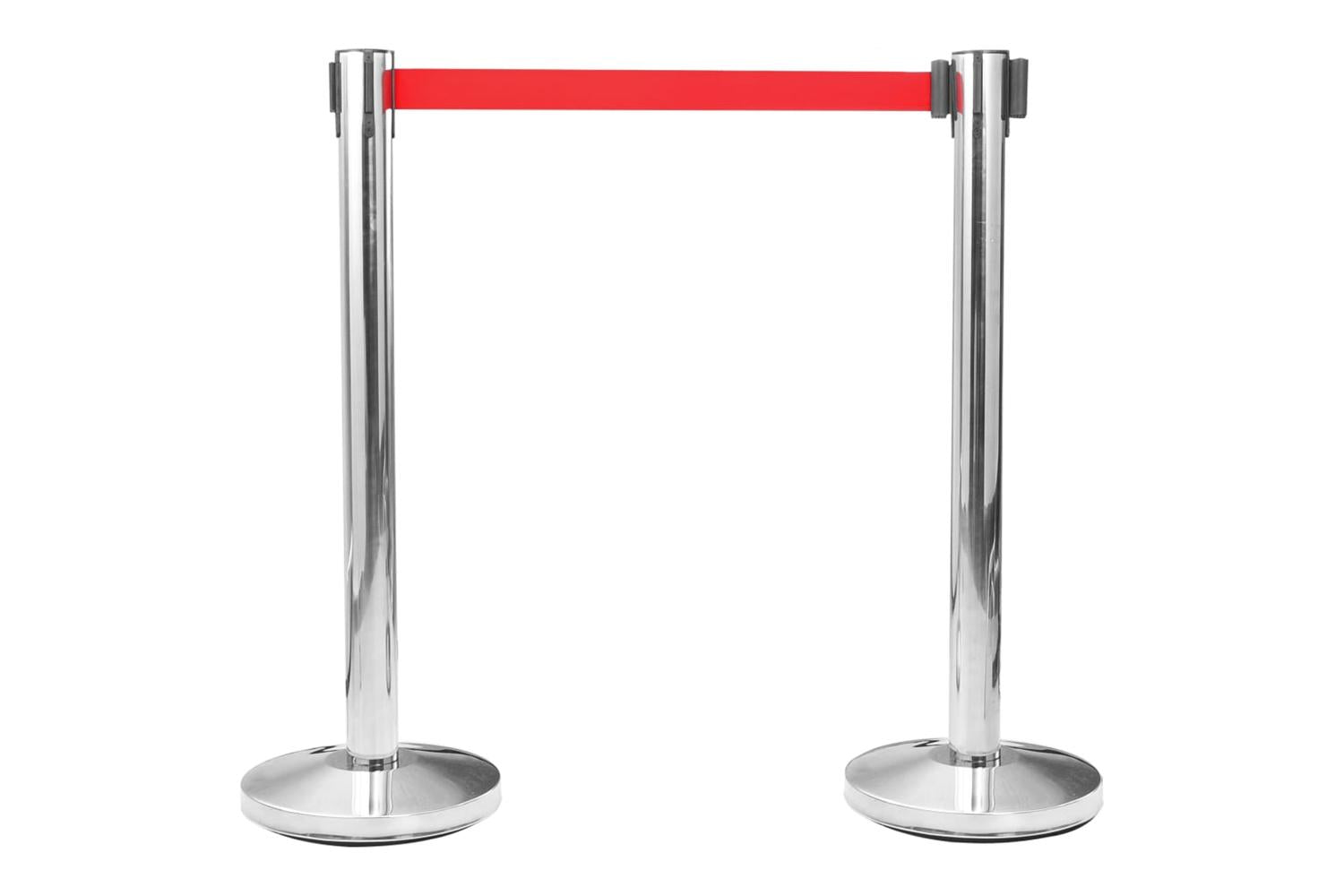Vidaxl 51160 Stanchion With Belt Airport Barrier Stainless Steel Silver