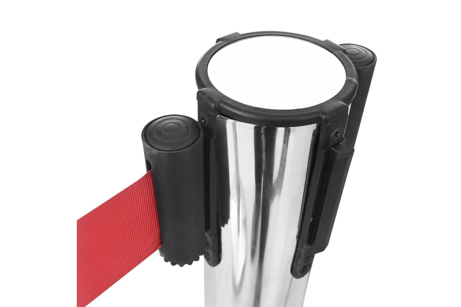 Vidaxl 51160 Stanchion With Belt Airport Barrier Stainless Steel Silver-3
