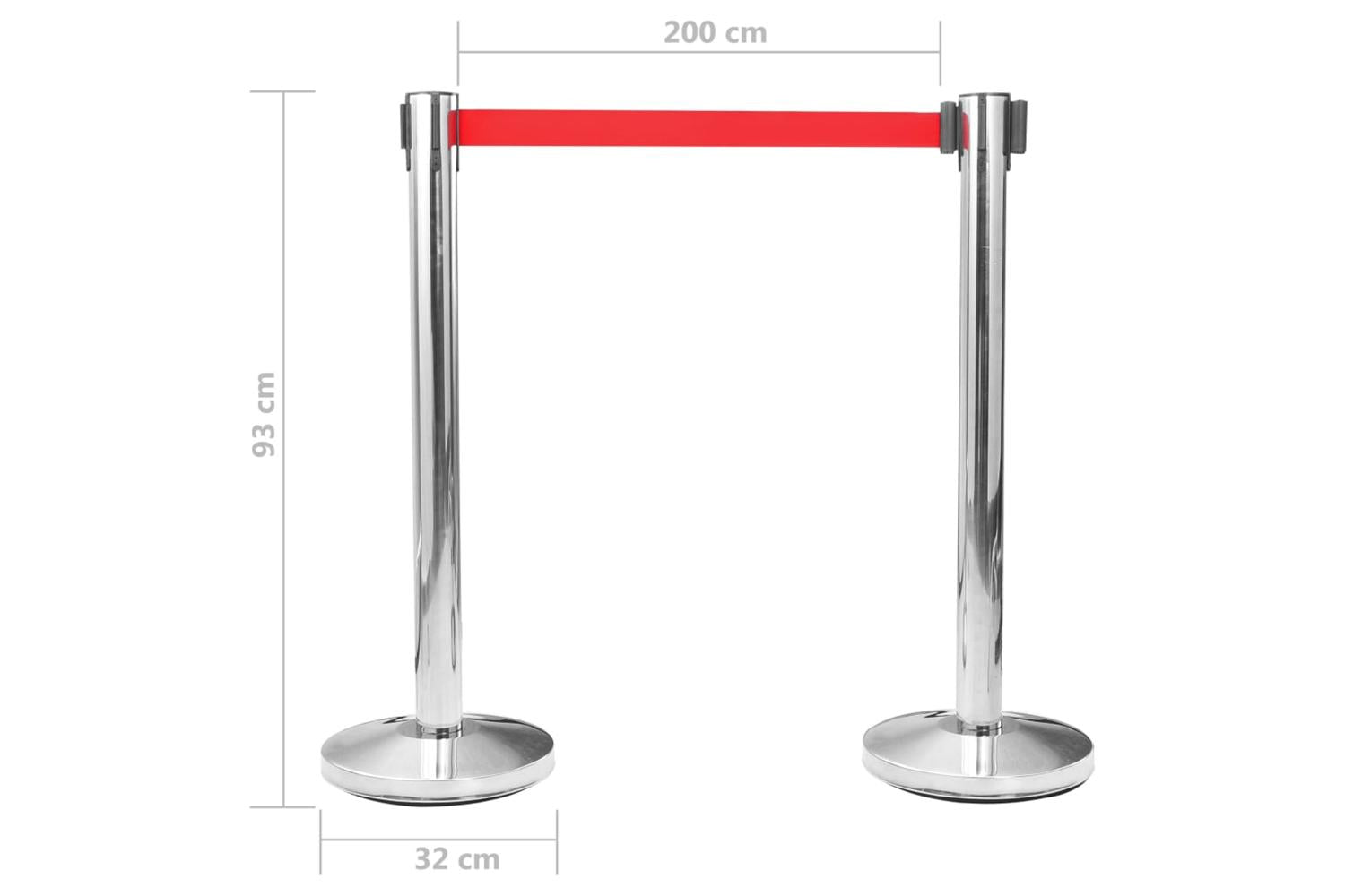 Vidaxl 51160 Stanchion With Belt Airport Barrier Stainless Steel Silver-5