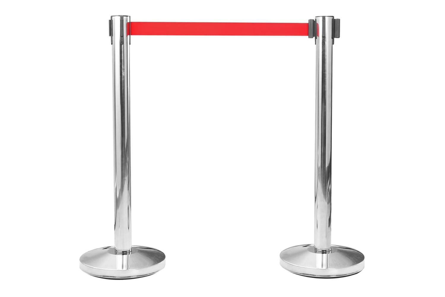 Vidaxl 149576 Stanchions With Belts 4 Pcs Airport Barrier Stainless Steel Silver-3