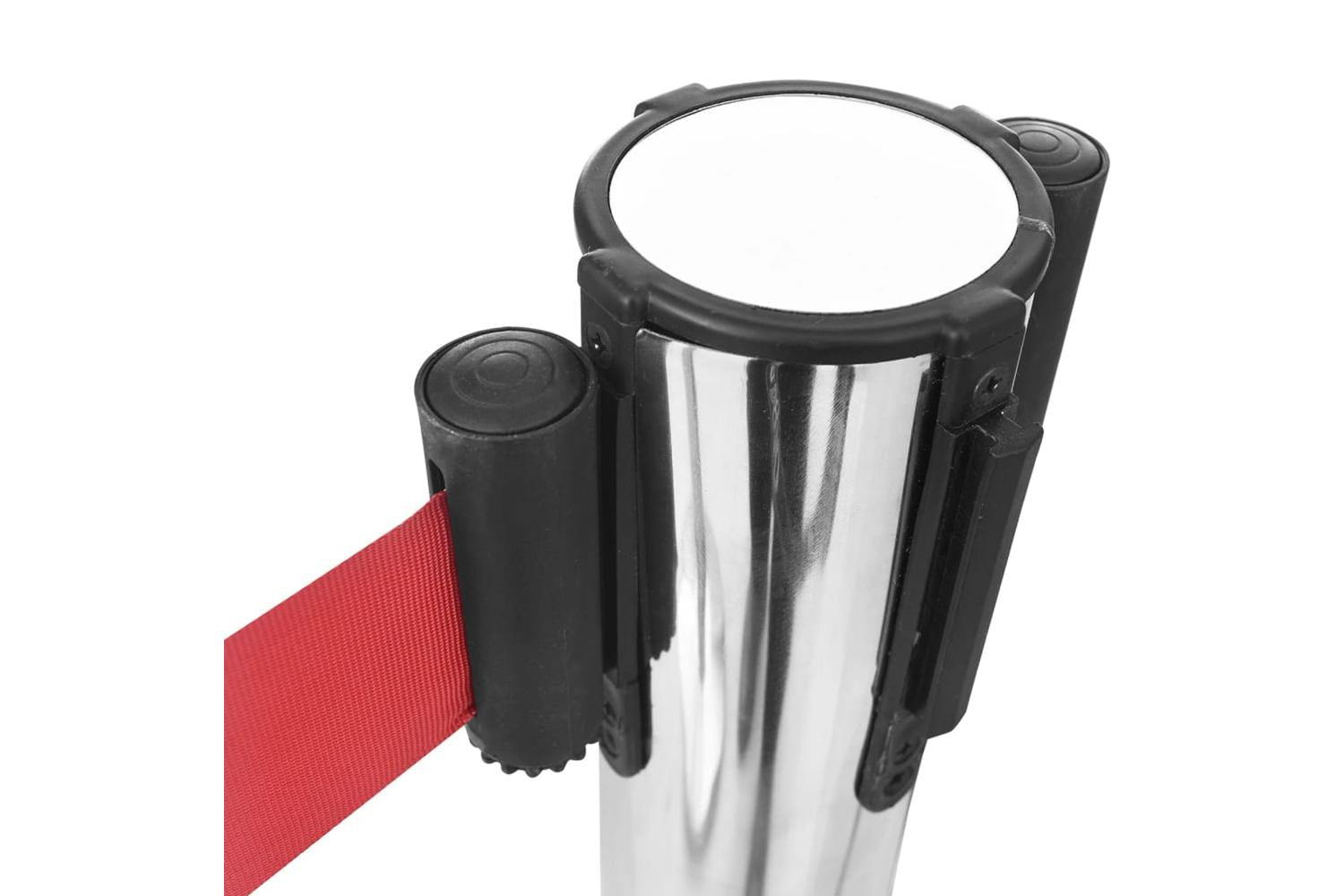 Vidaxl 149576 Stanchions With Belts 4 Pcs Airport Barrier Stainless Steel Silver-4