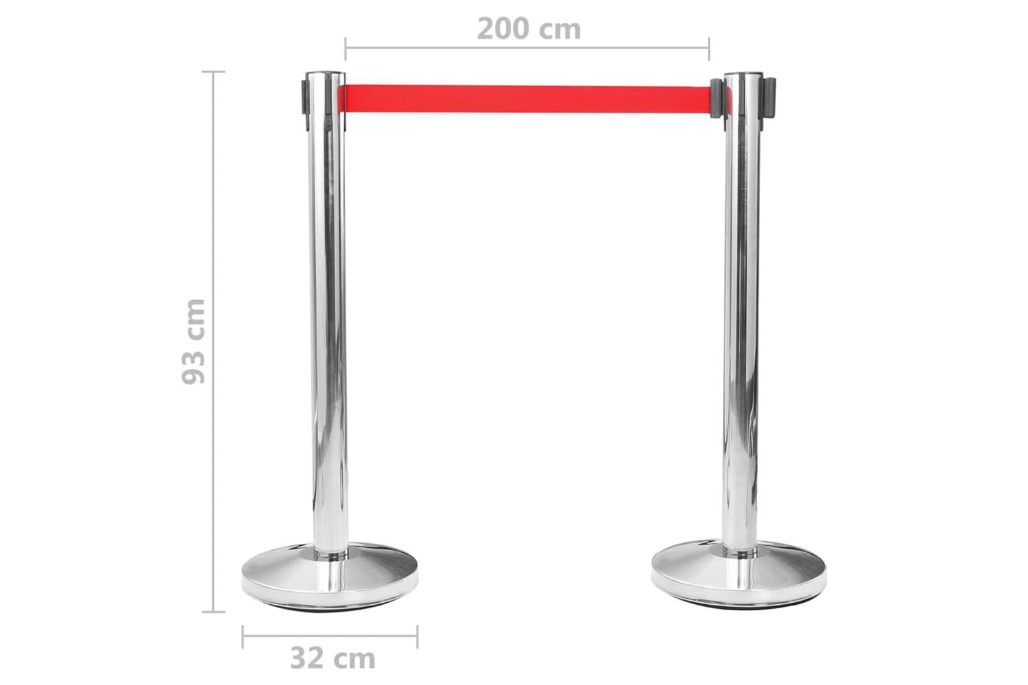 Vidaxl 149576 Stanchions With Belts 4 Pcs Airport Barrier Stainless Steel Silver-6