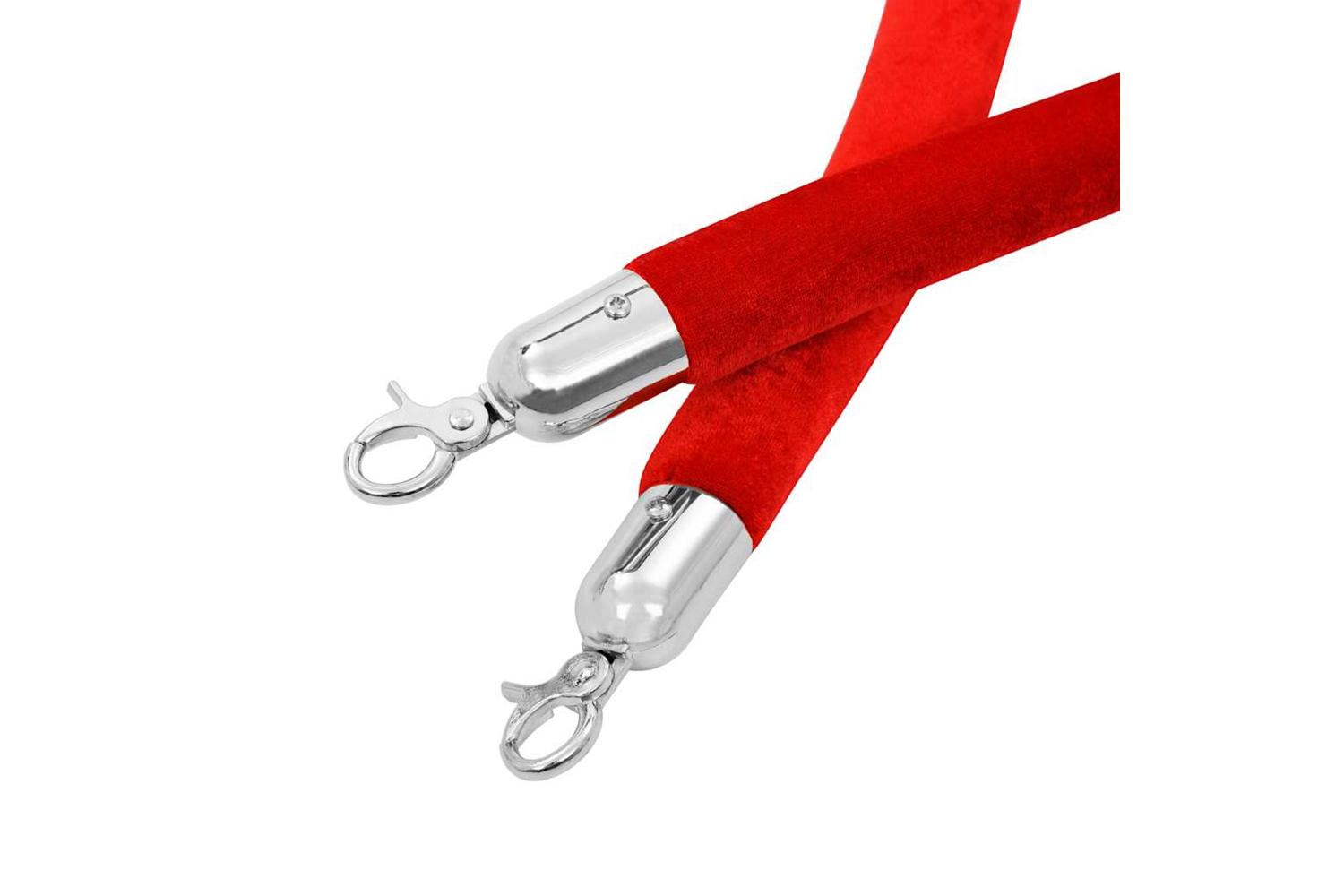 Vidaxl 51167 Stanchion Stand Rope Red And Silver Velvet-3