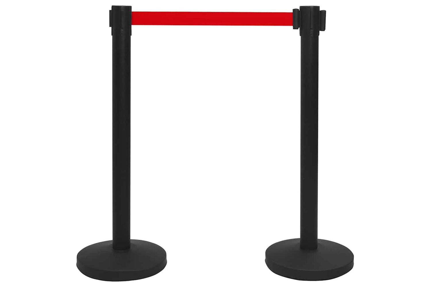 Vidaxl 51161 Stanchion With Belt Airport Barrier Steel Black-2