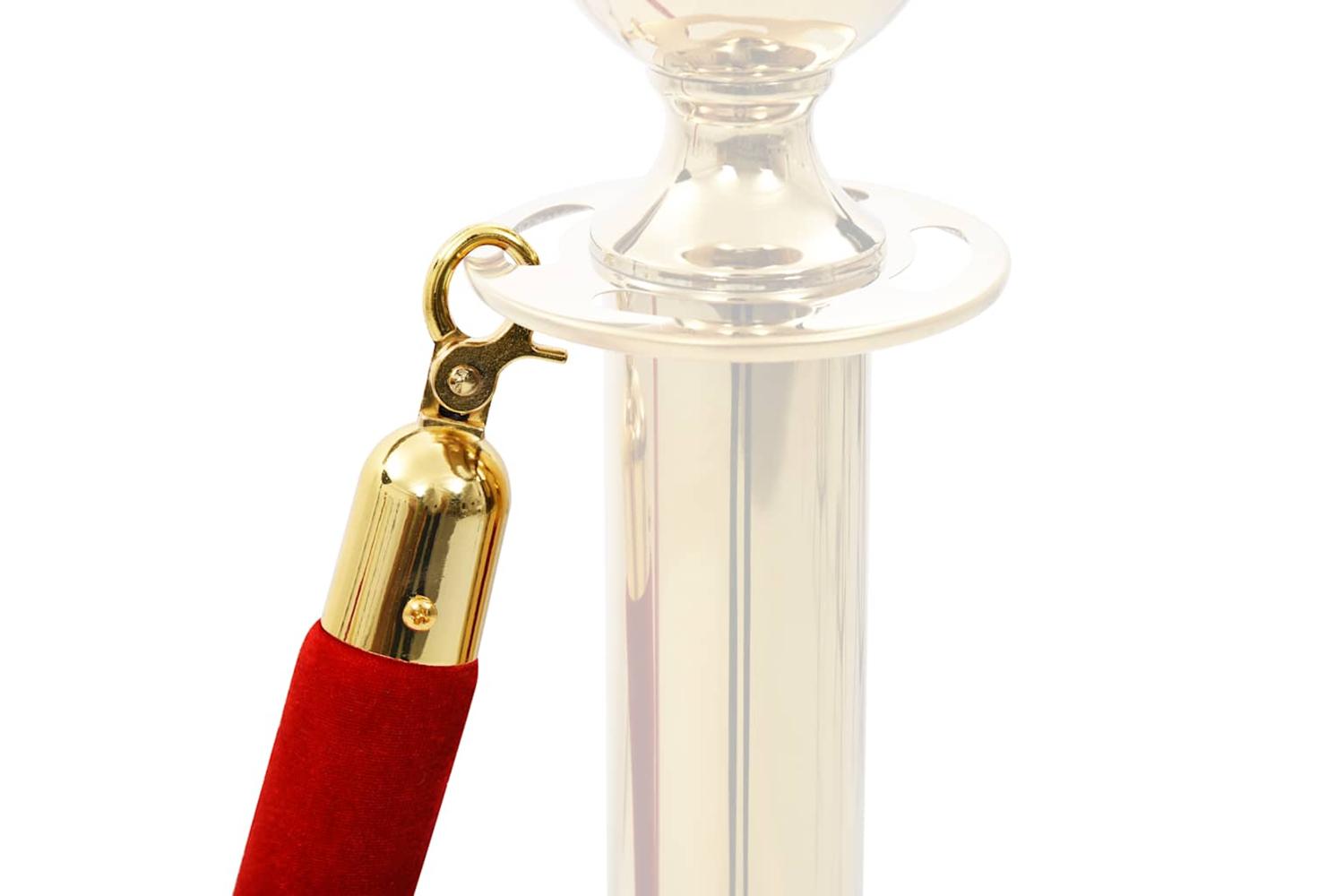 Vidaxl 51166 Stanchion Stand Rope Red And Golden Velvet-3