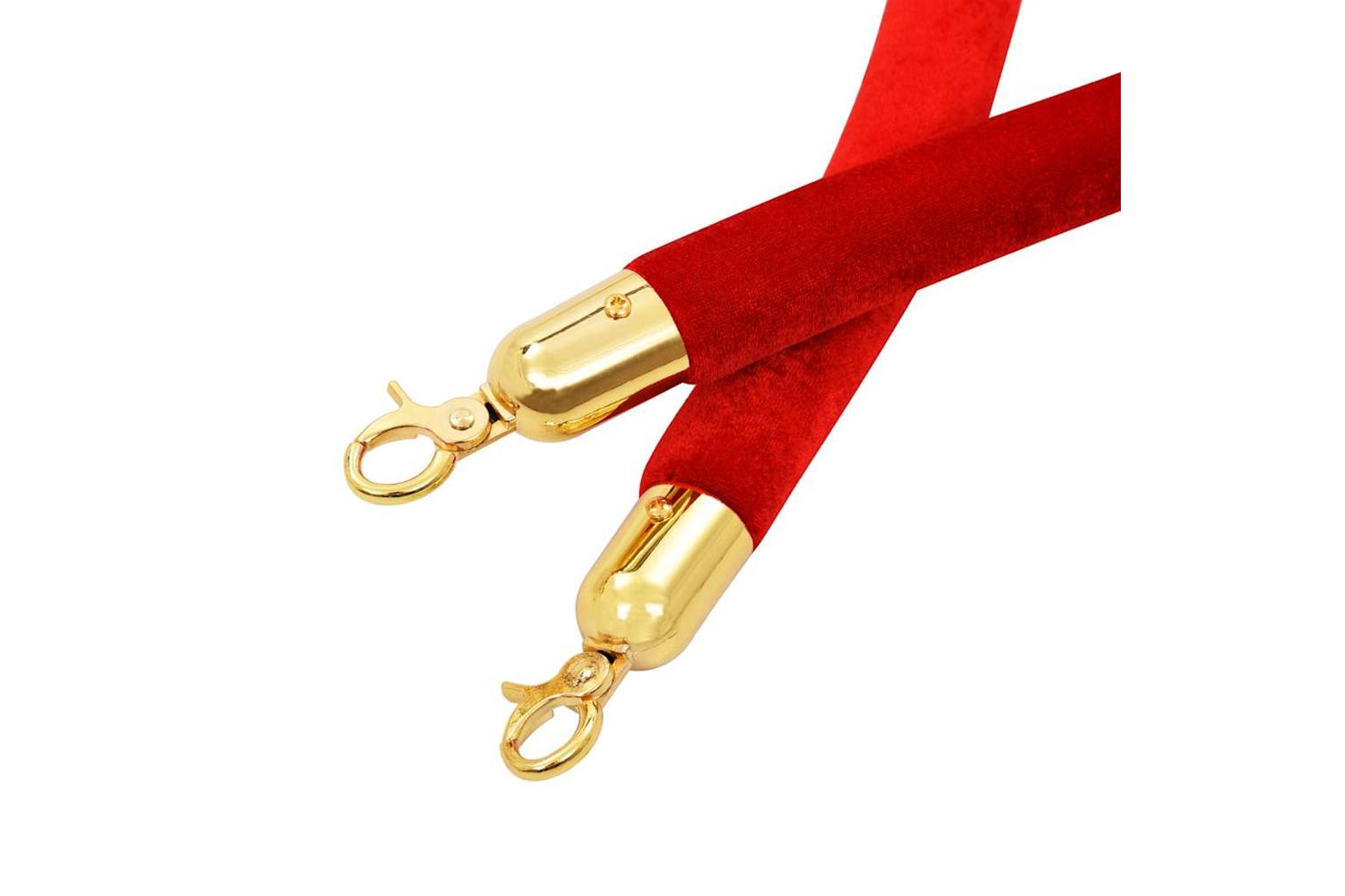 Vidaxl 51166 Stanchion Stand Rope Red And Golden Velvet-4