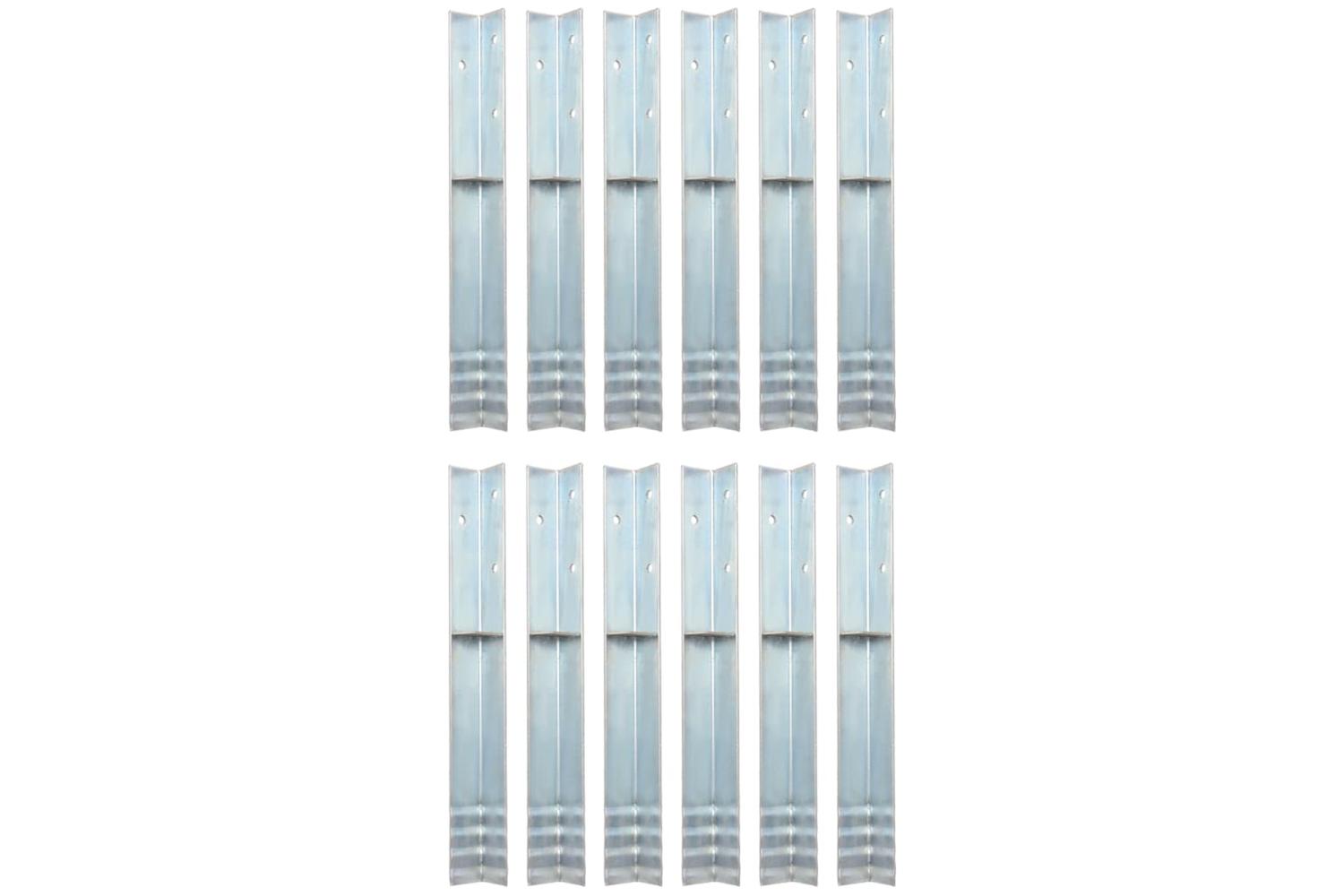 vidaXL 142302 L-shaped Ground Anchors 12 Pcs Galvanised Steel 5x5x50cm