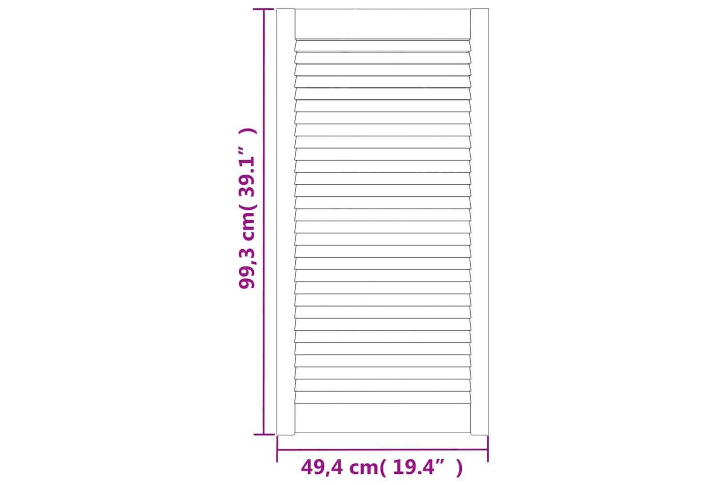 Vidaxl 151173 Louvred Doors 2 Pcs Solid Pine Wood White 99.3x49.4cm-6