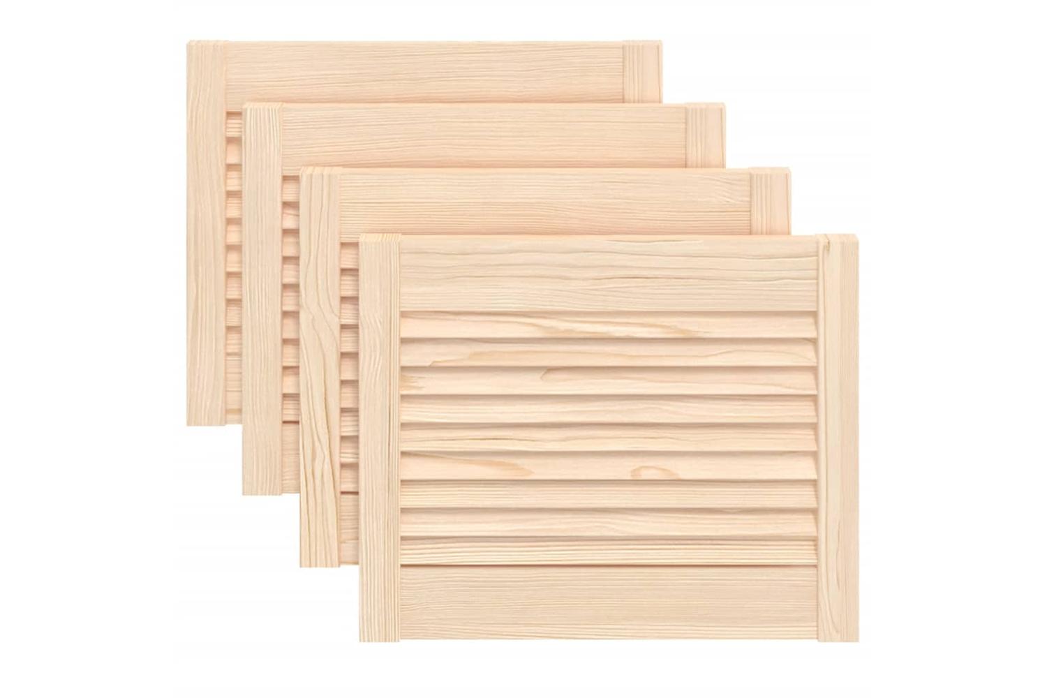 Vidaxl 151111 Louvred Doors 4 Pcs Solid Pine Wood 39.5x49.4cm