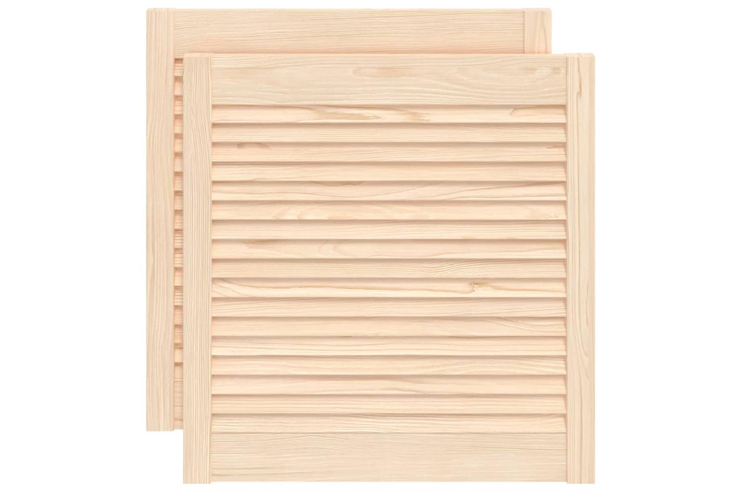 Vidaxl 151122 Louvred Doors 2 Pcs Solid Pine Wood 61.5x59.4cm
