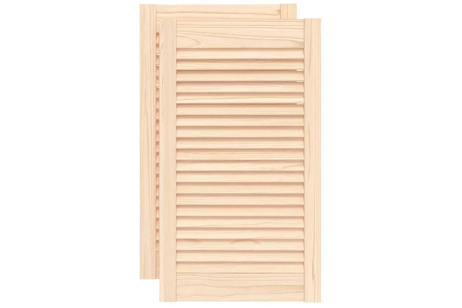 Vidaxl 151125 Louvred Doors 2 Pcs Solid Pine Wood 69x39.4cm-2