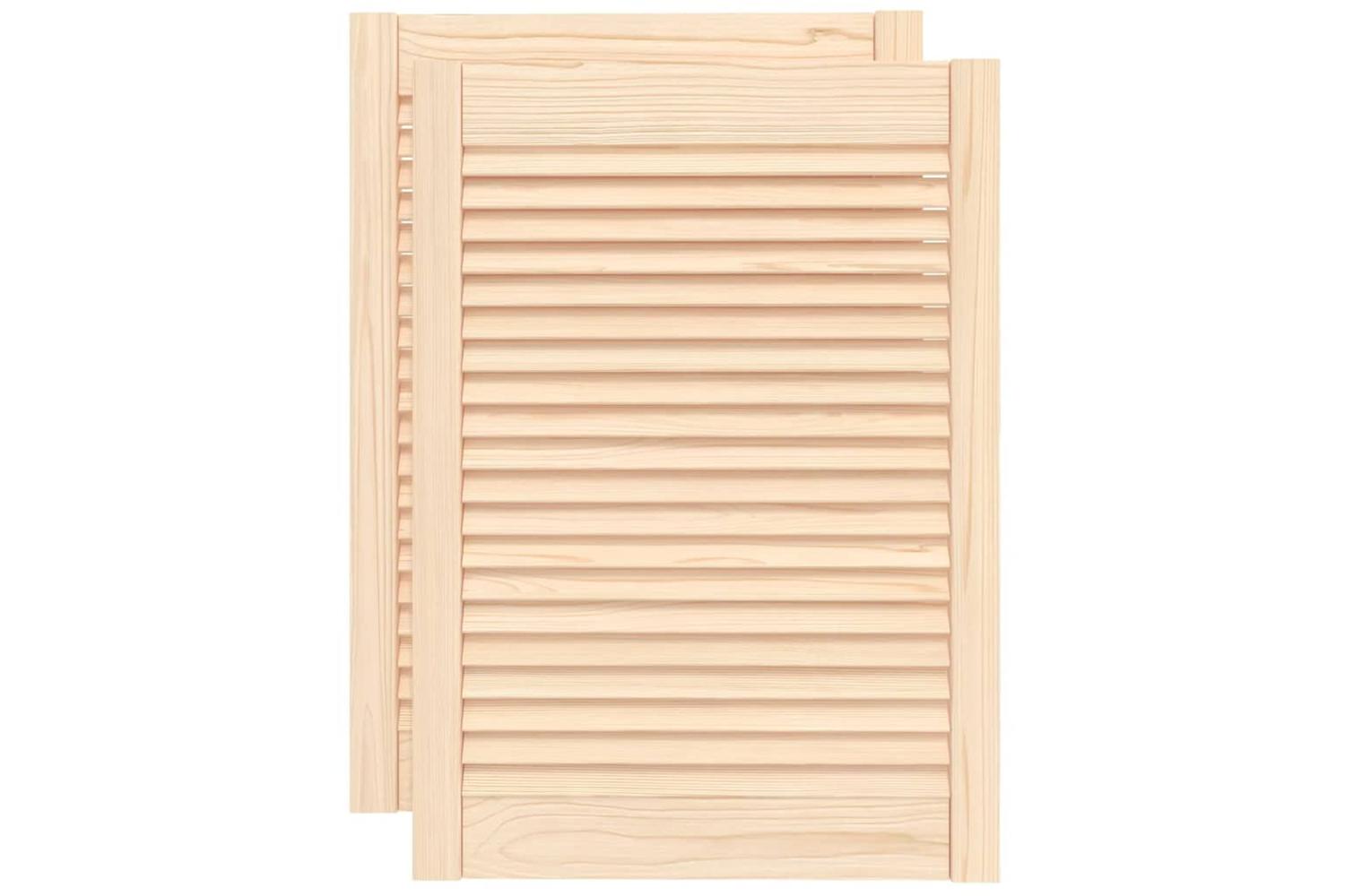 Vidaxl 151128 Louvred Doors 2 Pcs Solid Pine Wood 69x49.4cm-2