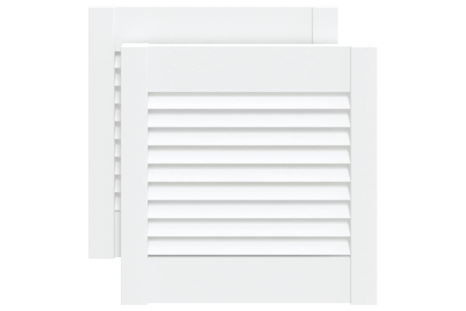 vidaXL 151143 Louvred Doors 2 Pcs Solid Pine Wood White 39.5x39.4cm-2