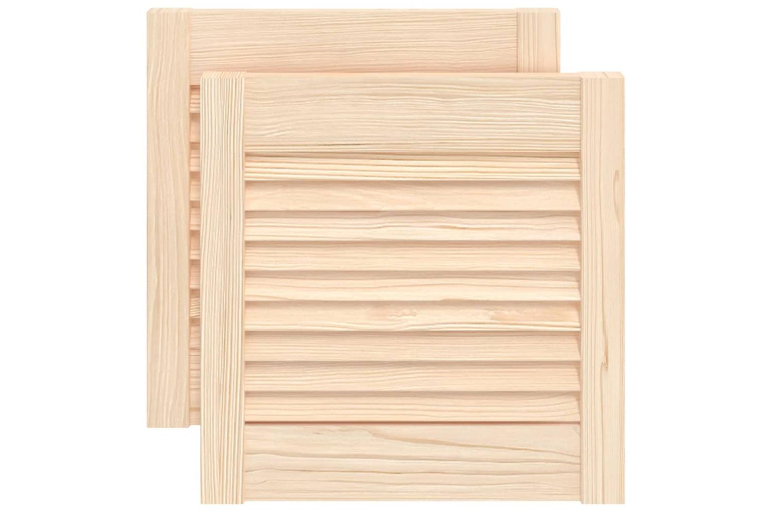 vidaXL 151107 Louvred Doors 2 Pcs Solid Pine Wood 39.5x39.4cm-2
