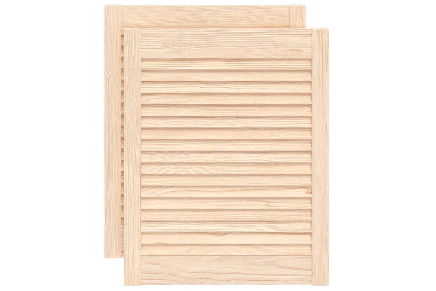 Vidaxl 151119 Louvred Doors 2 Pcs Solid Pine Wood 61.5x49.4cm