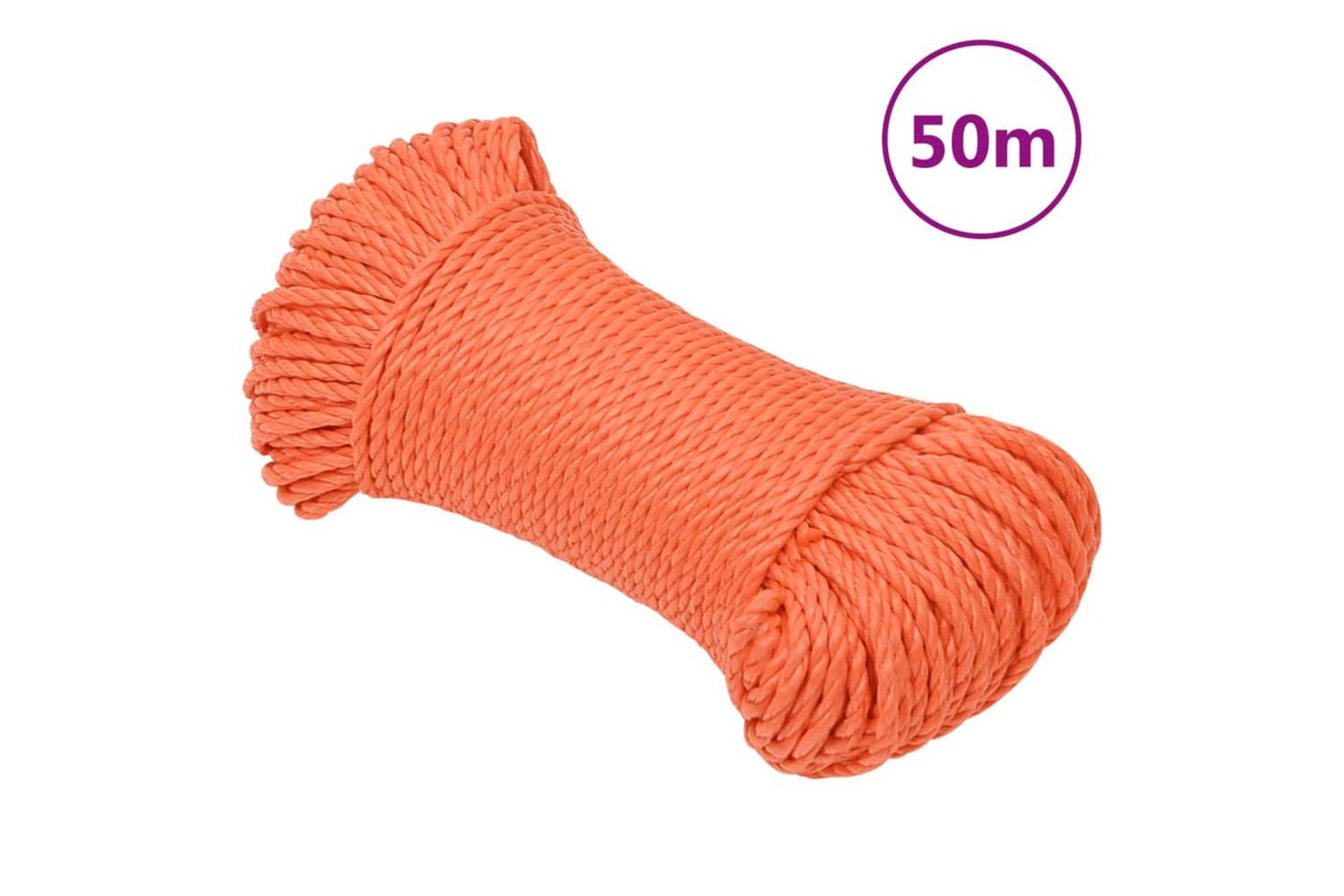 vidaXL 152924 Work Rope Orange 6mm 50 M Polypropylene