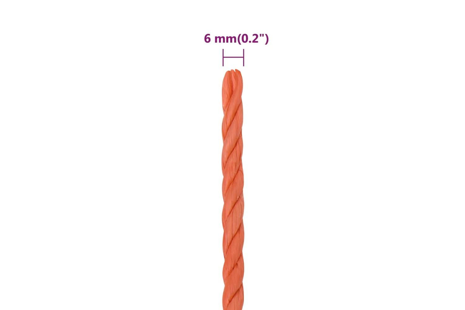 vidaXL 152924 Work Rope Orange 6mm 50 M Polypropylene-6