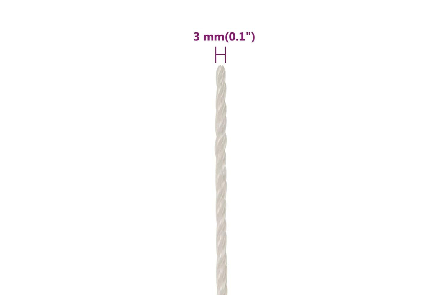 vidaXL 153039 Work Rope White 3mm 500 M Polypropylene-6