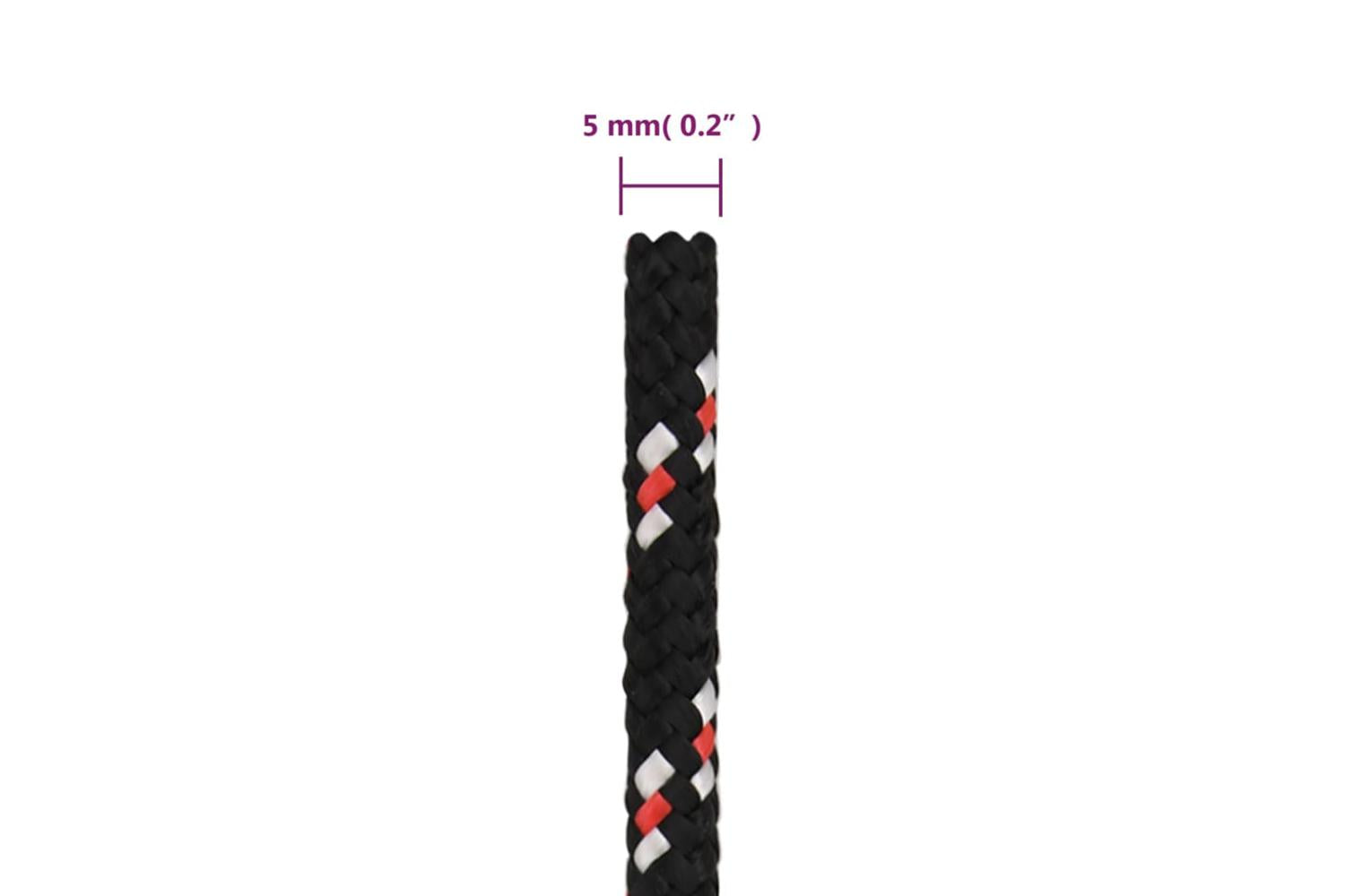 vidaXL 152332 Boat Rope Black 5mm 25 M Polypropylene-6